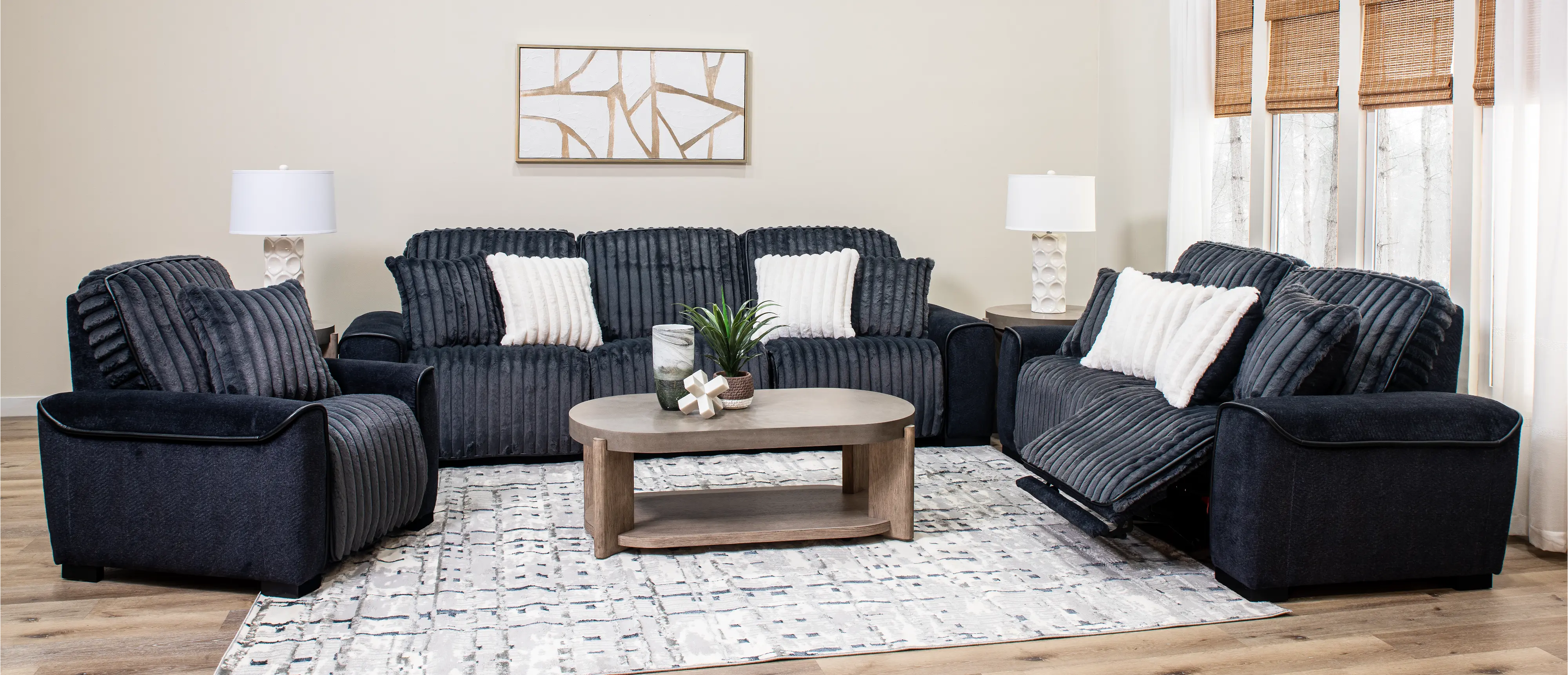 Presley Charcoal 2 Piece Power Reclining Loveseat-2