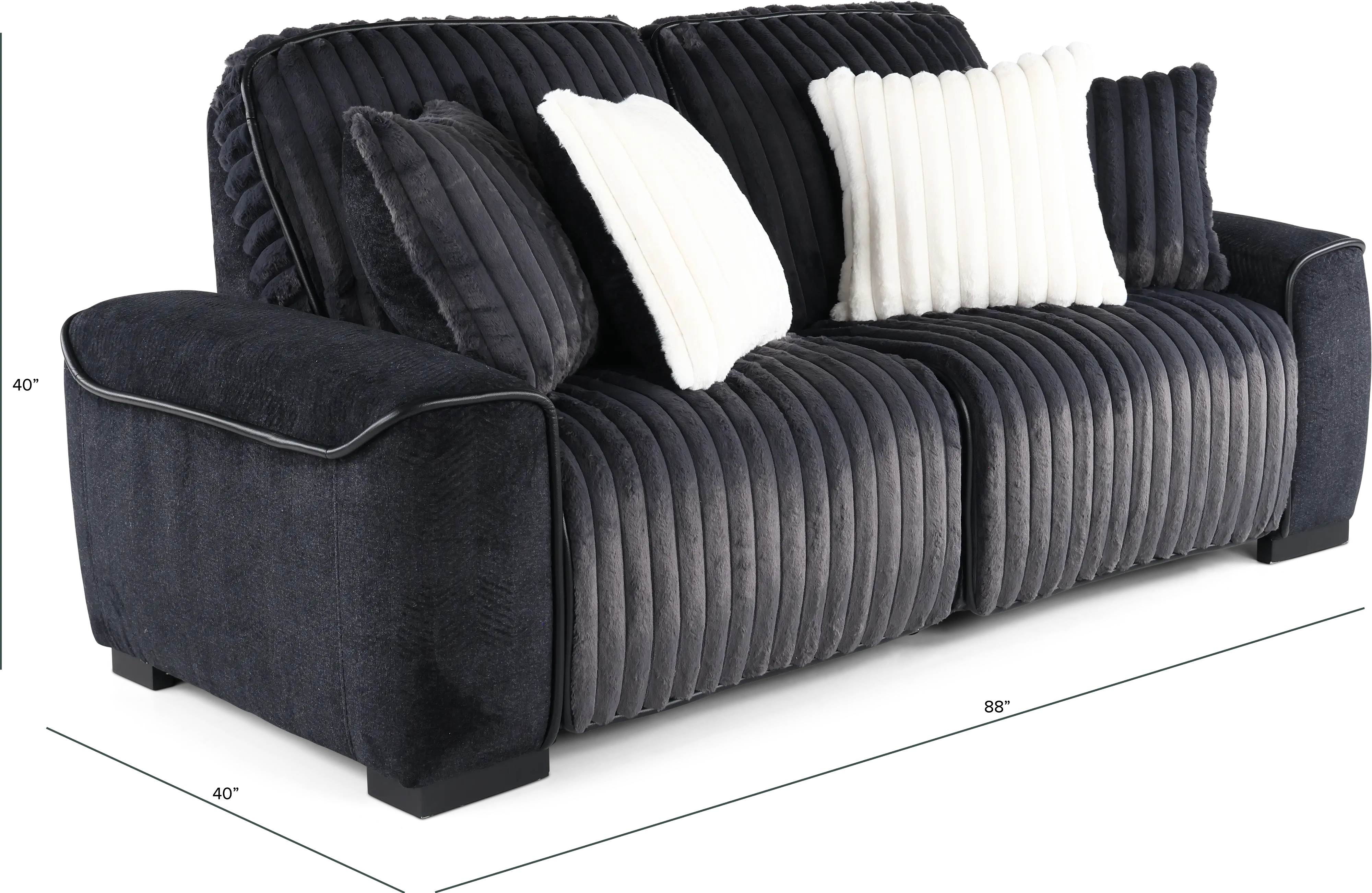 Presley Charcoal 2 Piece Power Reclining Loveseat-3