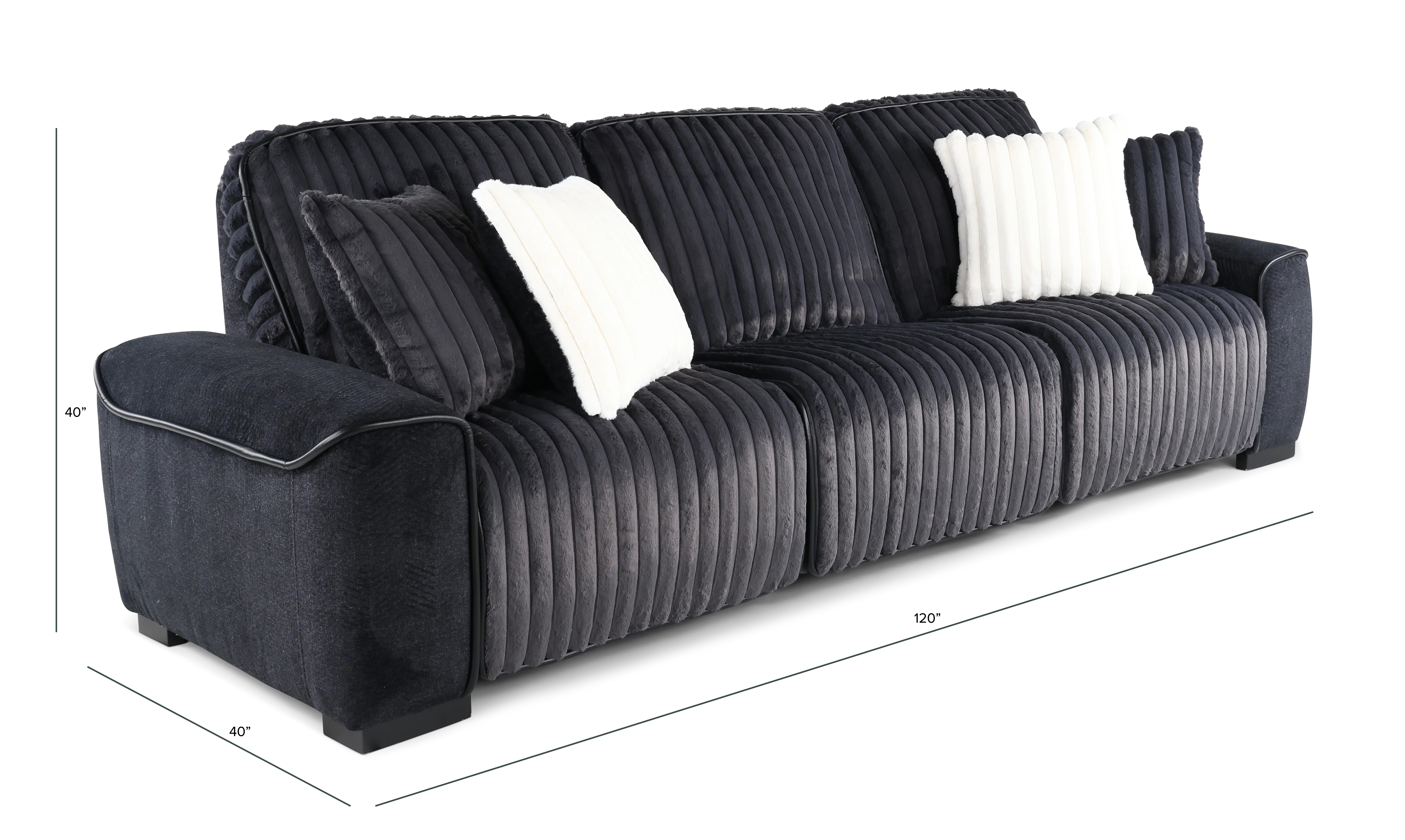 Presley Charcoal 3 Piece Power Reclining Sofa-3