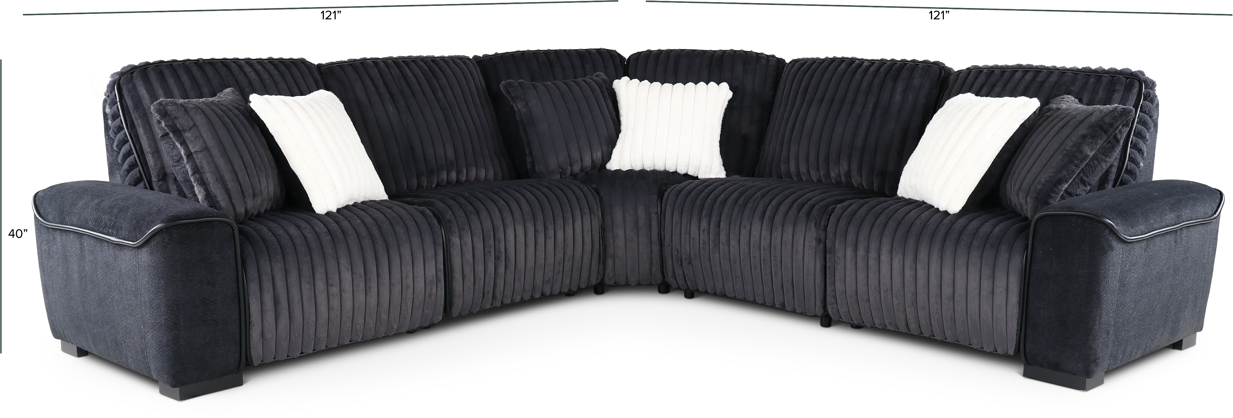 Presley Charcoal 5 Piece Power Reclining Sectional-3