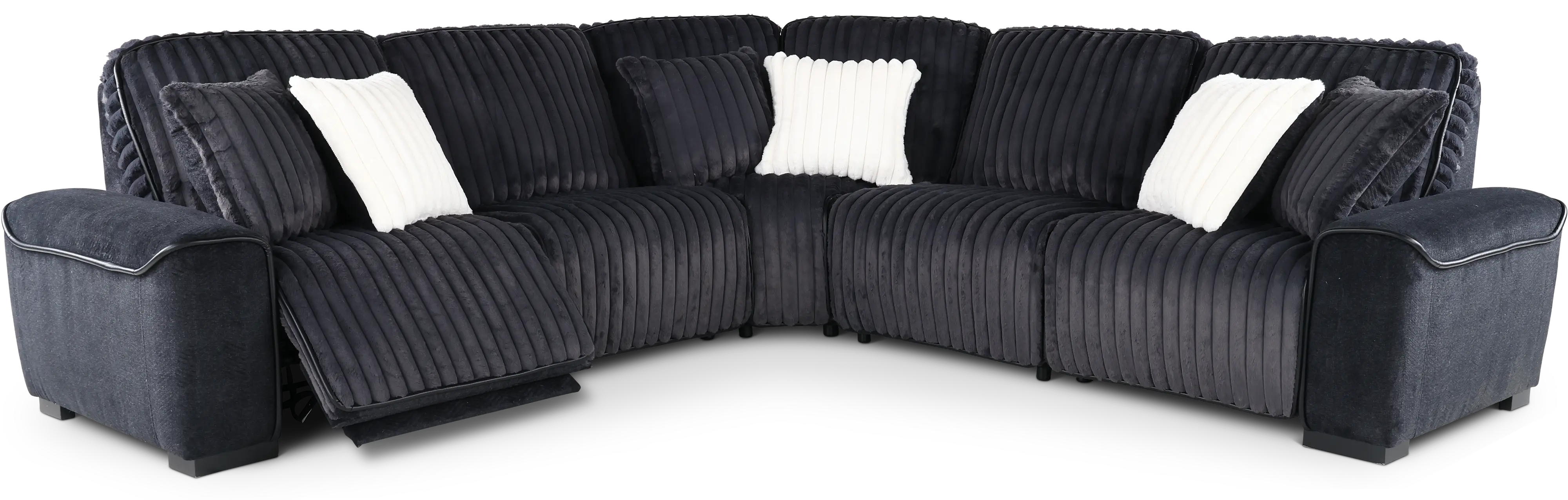Presley Charcoal 5 Piece Power Reclining Sectional-4