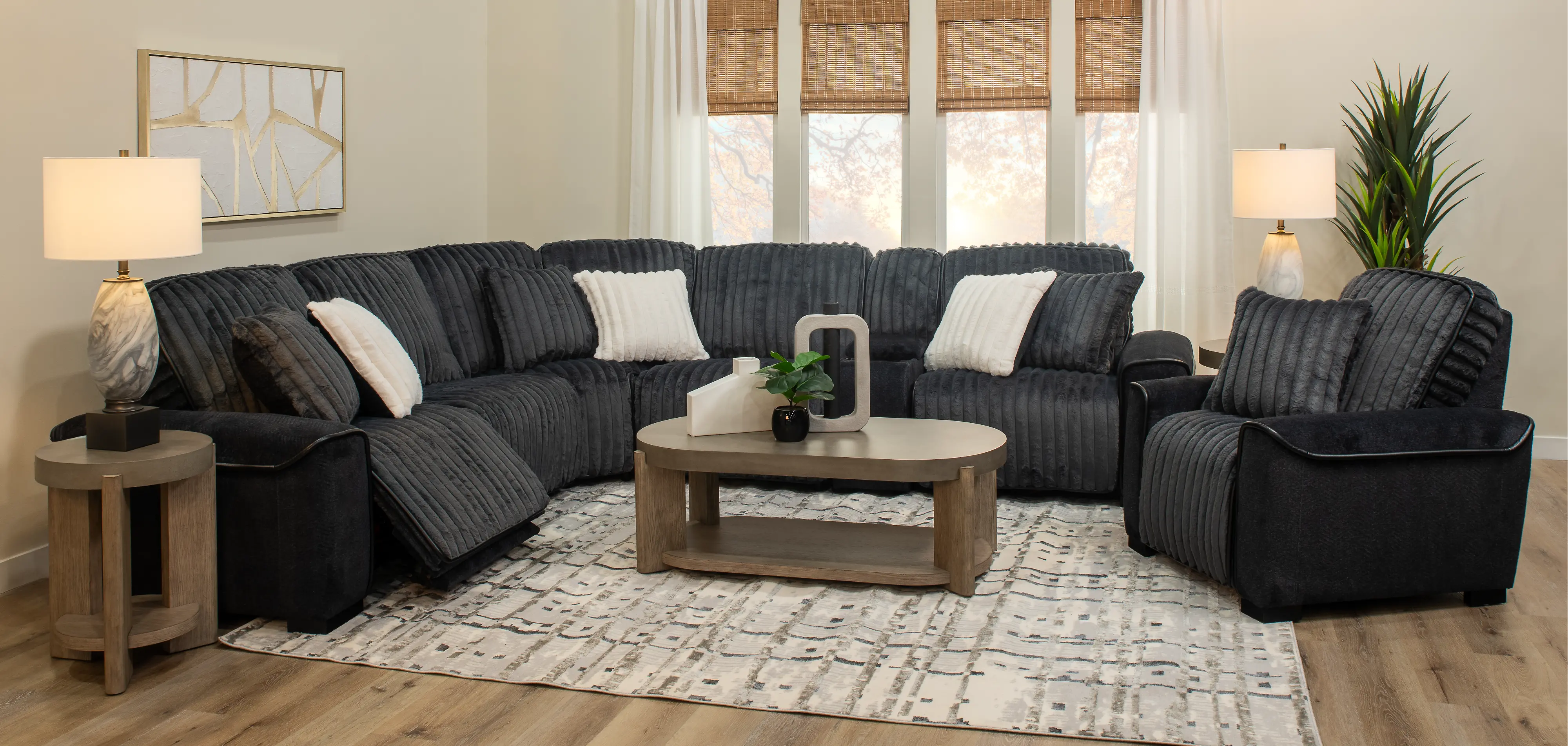 Presley Charcoal 6 Piece Power Reclining Sectional-2