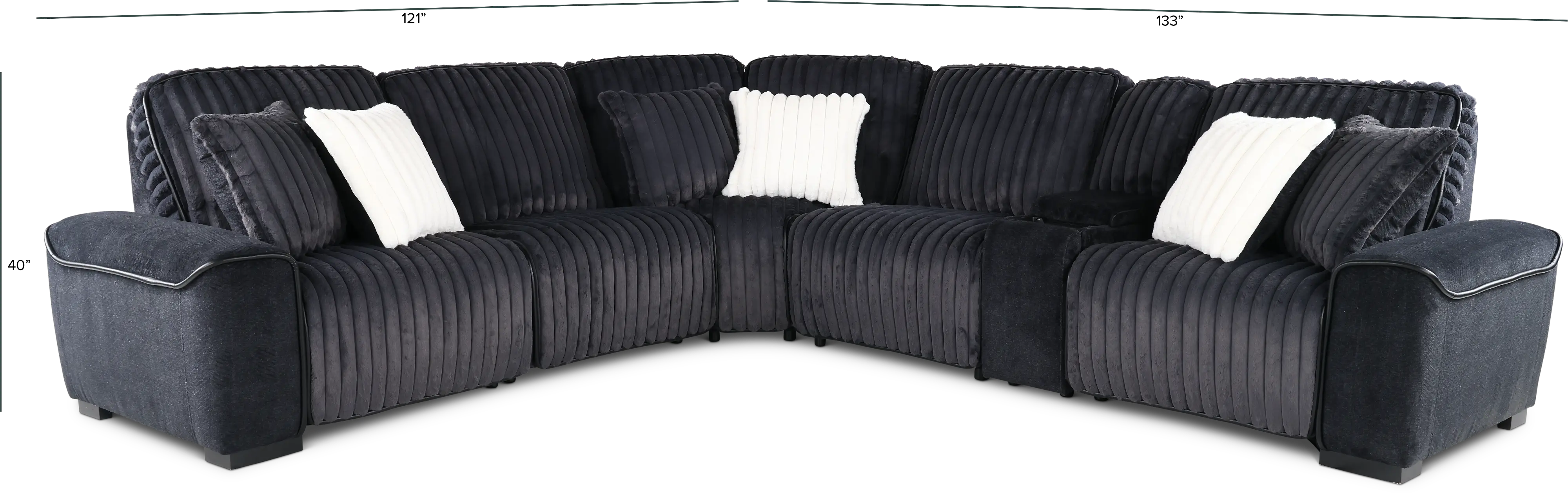 Presley Charcoal 6 Piece Power Reclining Sectional-3