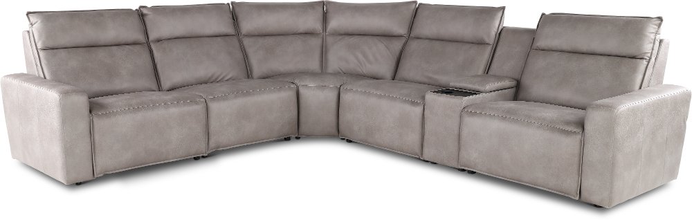 Teramo Silverston 6-Piece Power Reclining Sectional with Audio Console