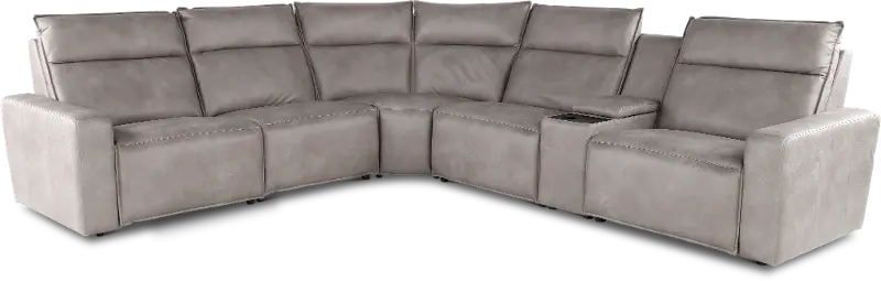 Teramo Silverston 6-Piece Power Reclining Sectional with Audio Console