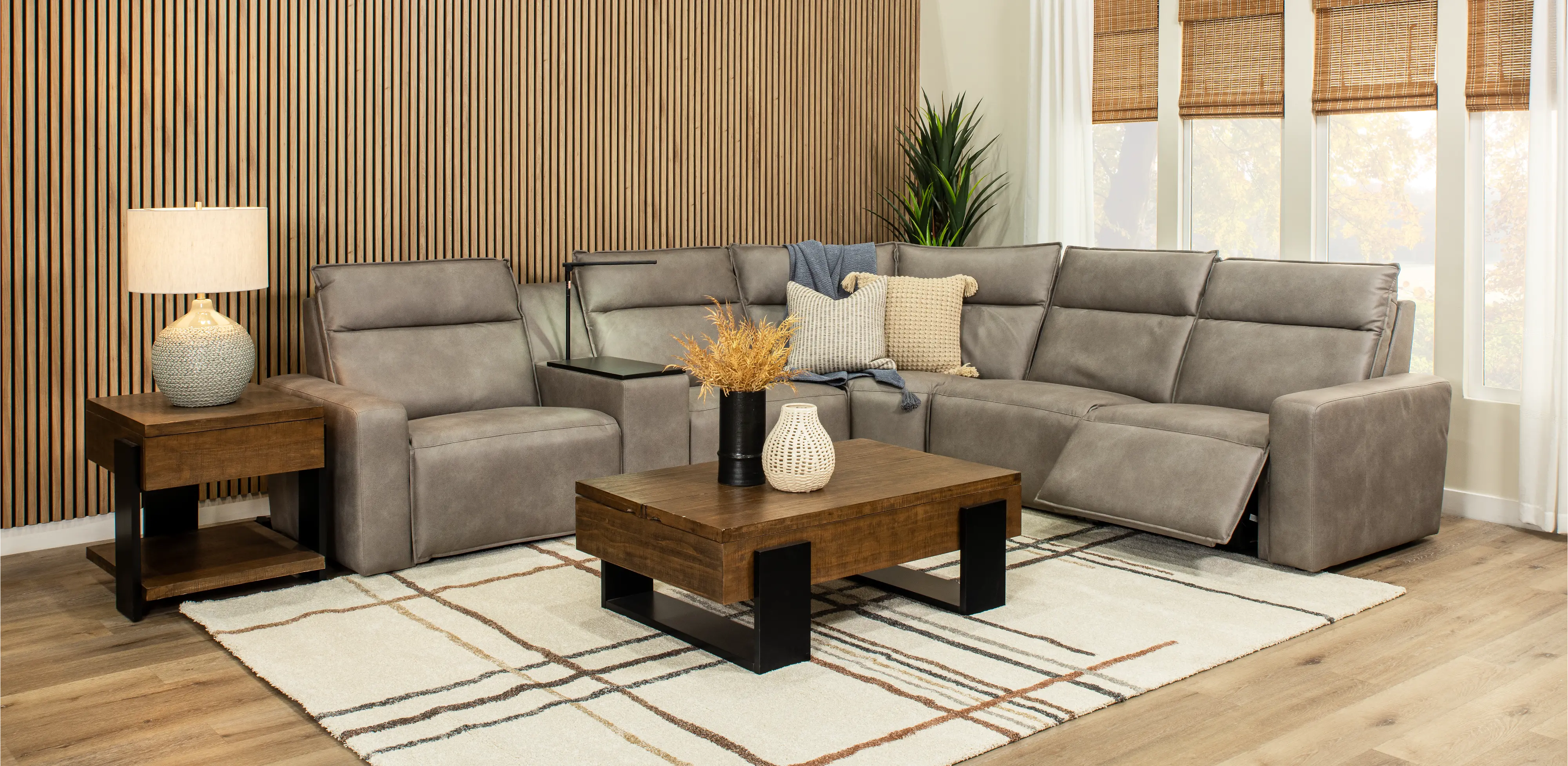 Teramo Silverston 6-Piece Power Reclining Sectional with Audio Console-2