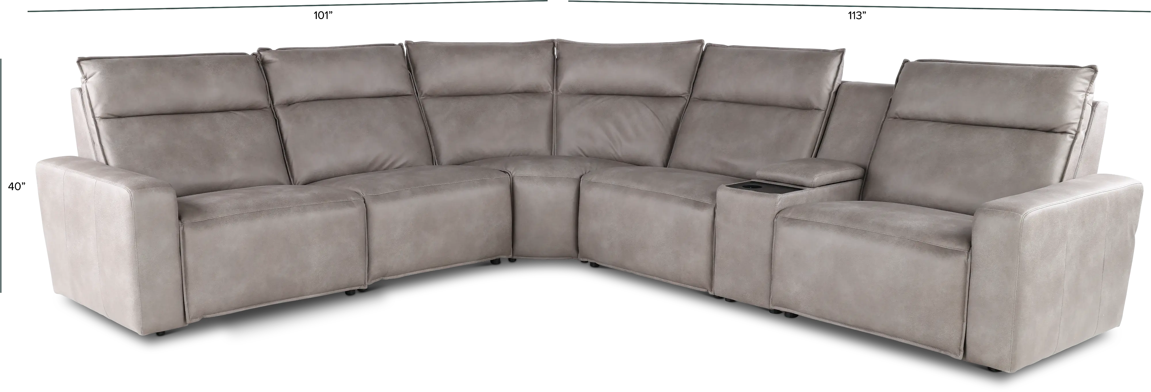 Teramo Silverston 6-Piece Power Reclining Sectional with Audio Console-3