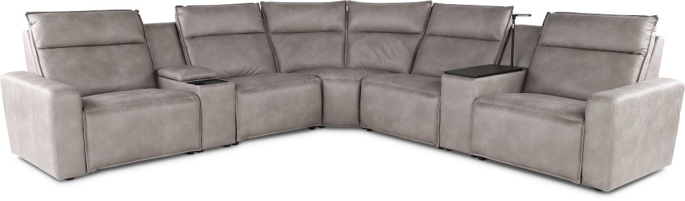 Teramo Silverston 7-Piece Power Reclining Sectional with Audio Console