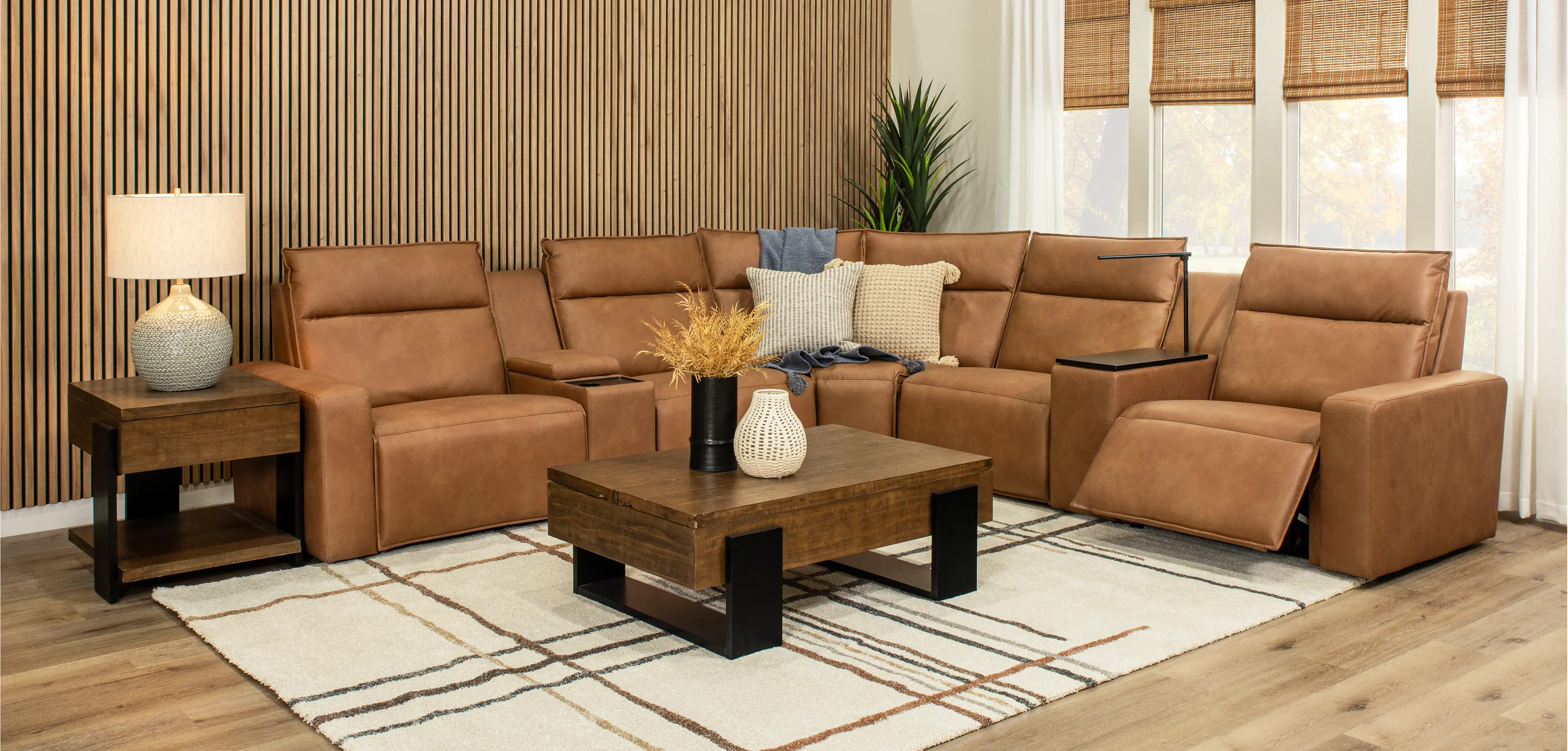 Teramo Saddle 7-Piece Power Reclining Sectional with Audio Console-2