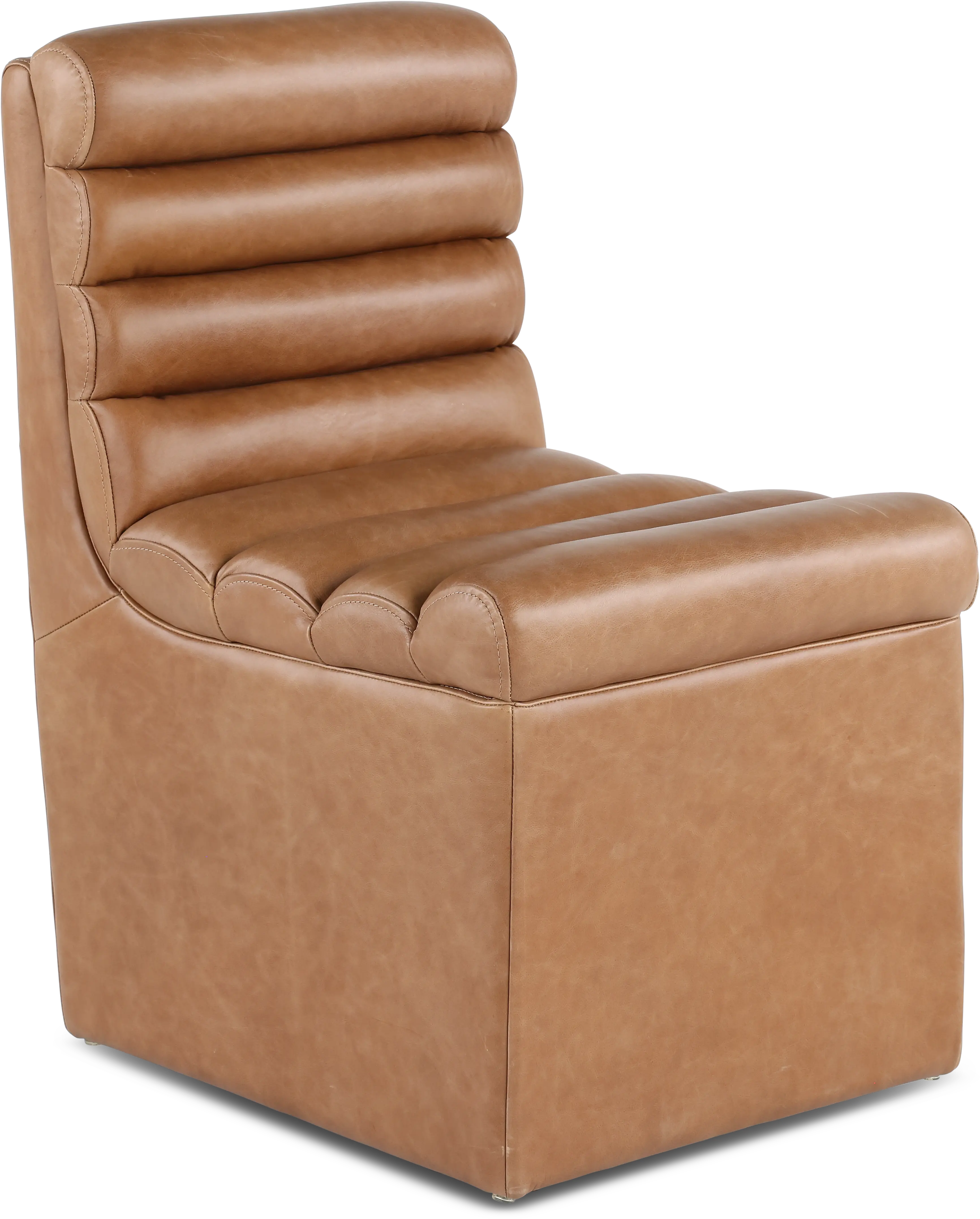 Copley Brown Upholstered Dining Chair with Casters-1