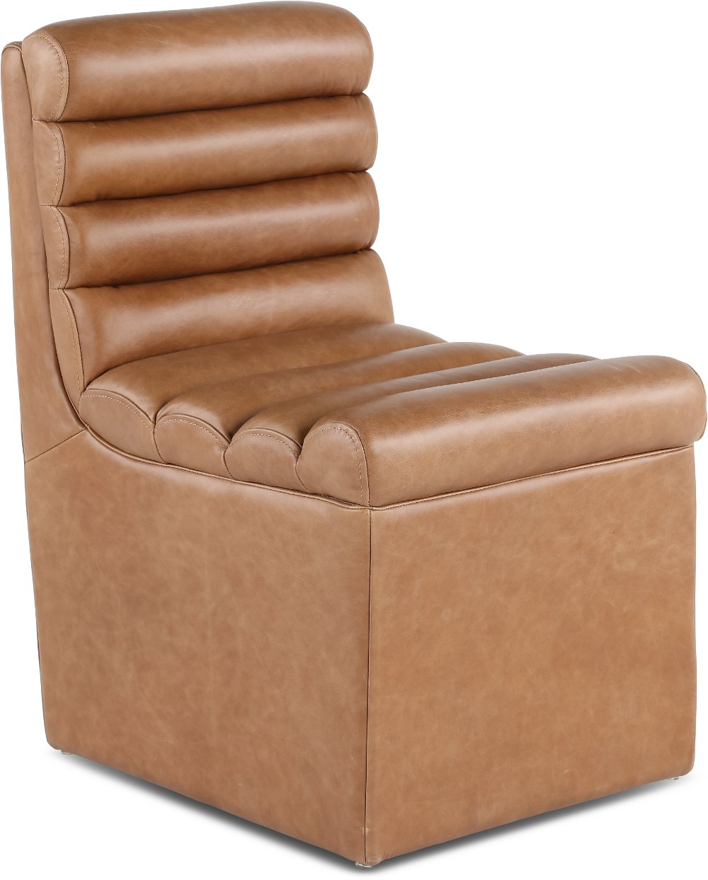 Copley Brown Upholstered Dining Chair with Casters