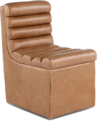 Copley Brown Upholstered Dining Chair with Casters