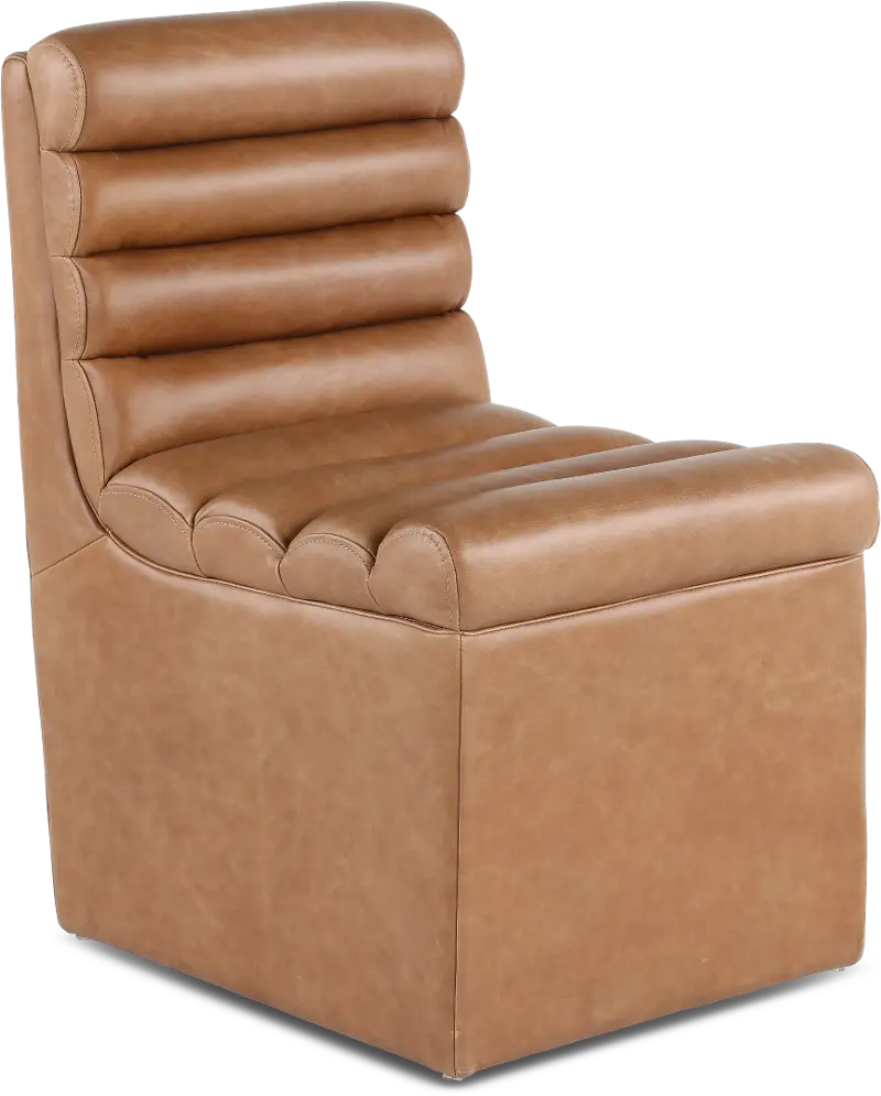 Copley Brown Upholstered Dining Chair with Casters