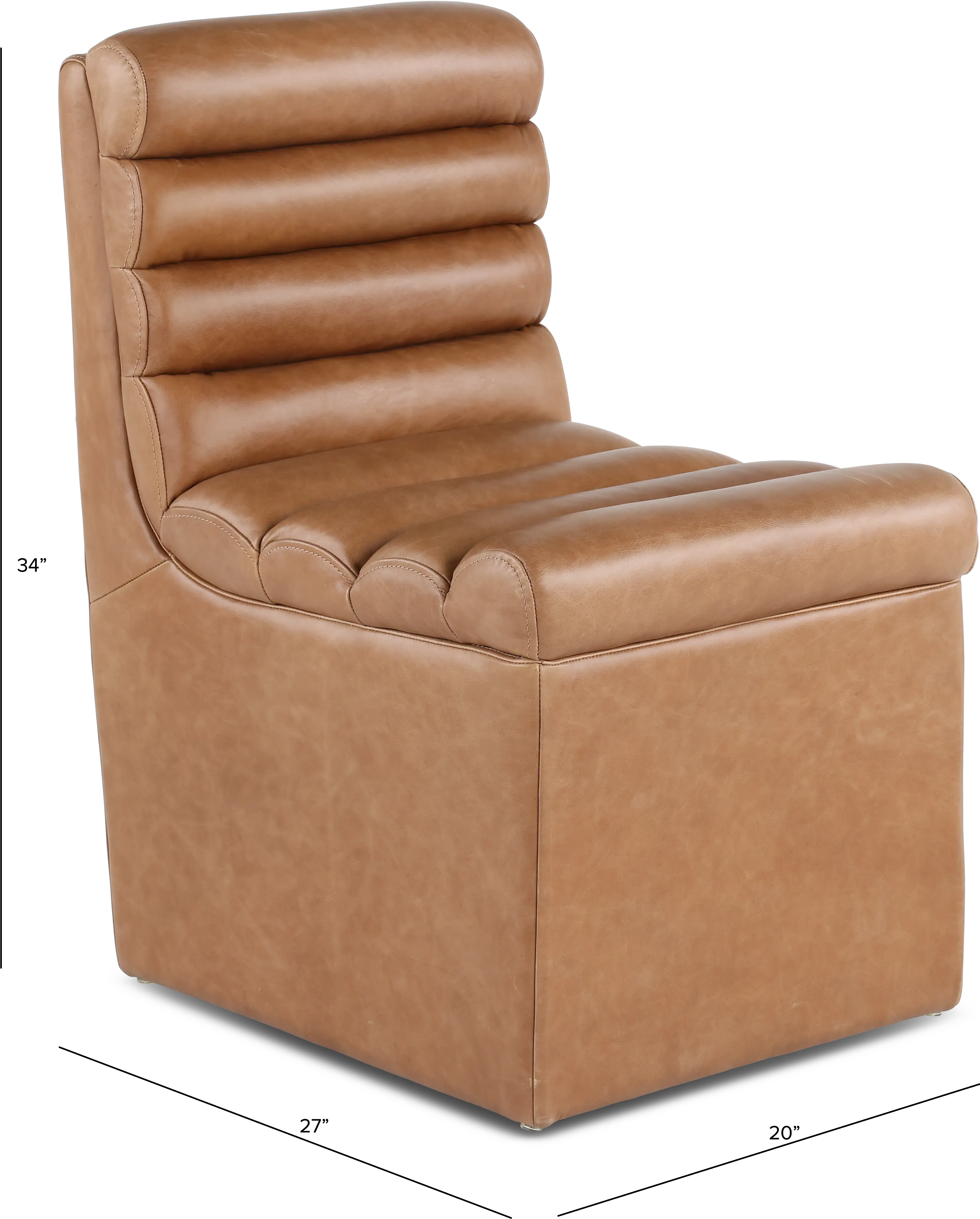 Copley Brown Upholstered Dining Chair with Casters-2