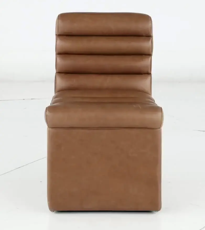 Copley Brown Upholstered Dining Chair with Casters-4