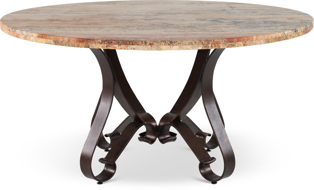 Del Rio Yellow Travertine and Steel Dining Table