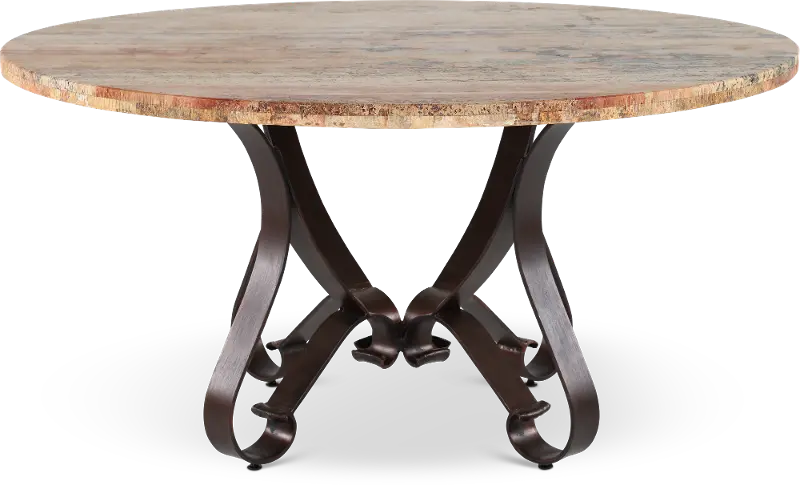 Del Rio Yellow Travertine and Steel Dining Table