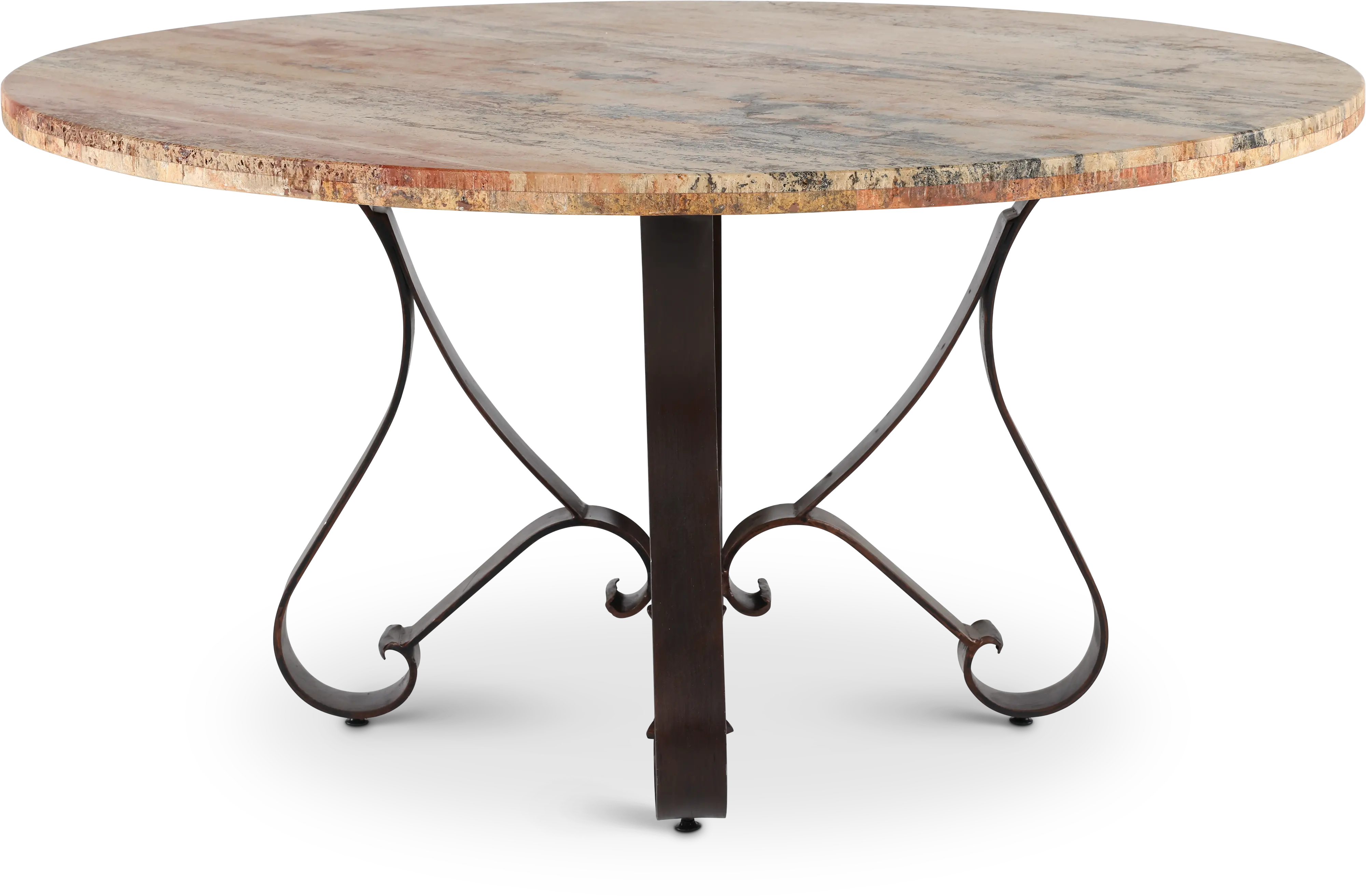Del Rio Yellow Travertine and Steel Dining Table-4