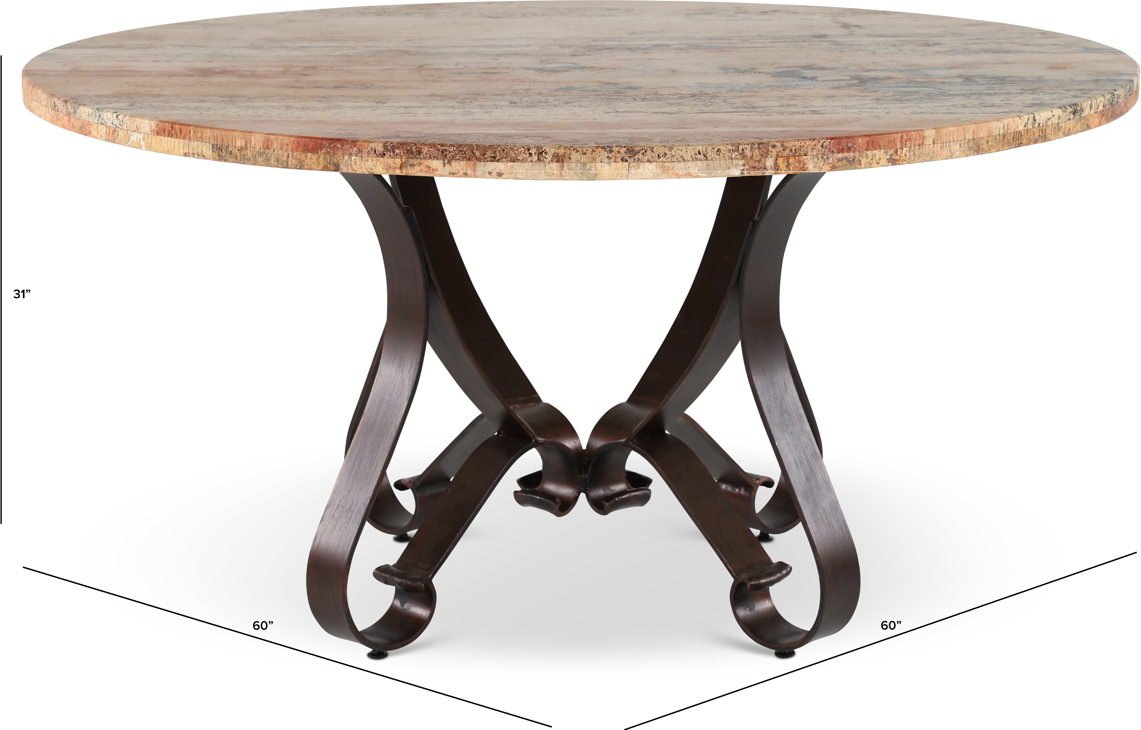 Del Rio Yellow Travertine and Steel Dining Table-3
