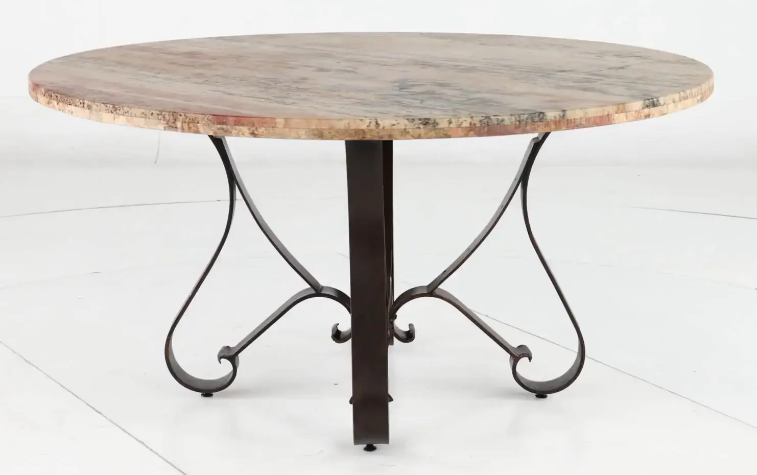 Del Rio Yellow Travertine and Steel Dining Table-5