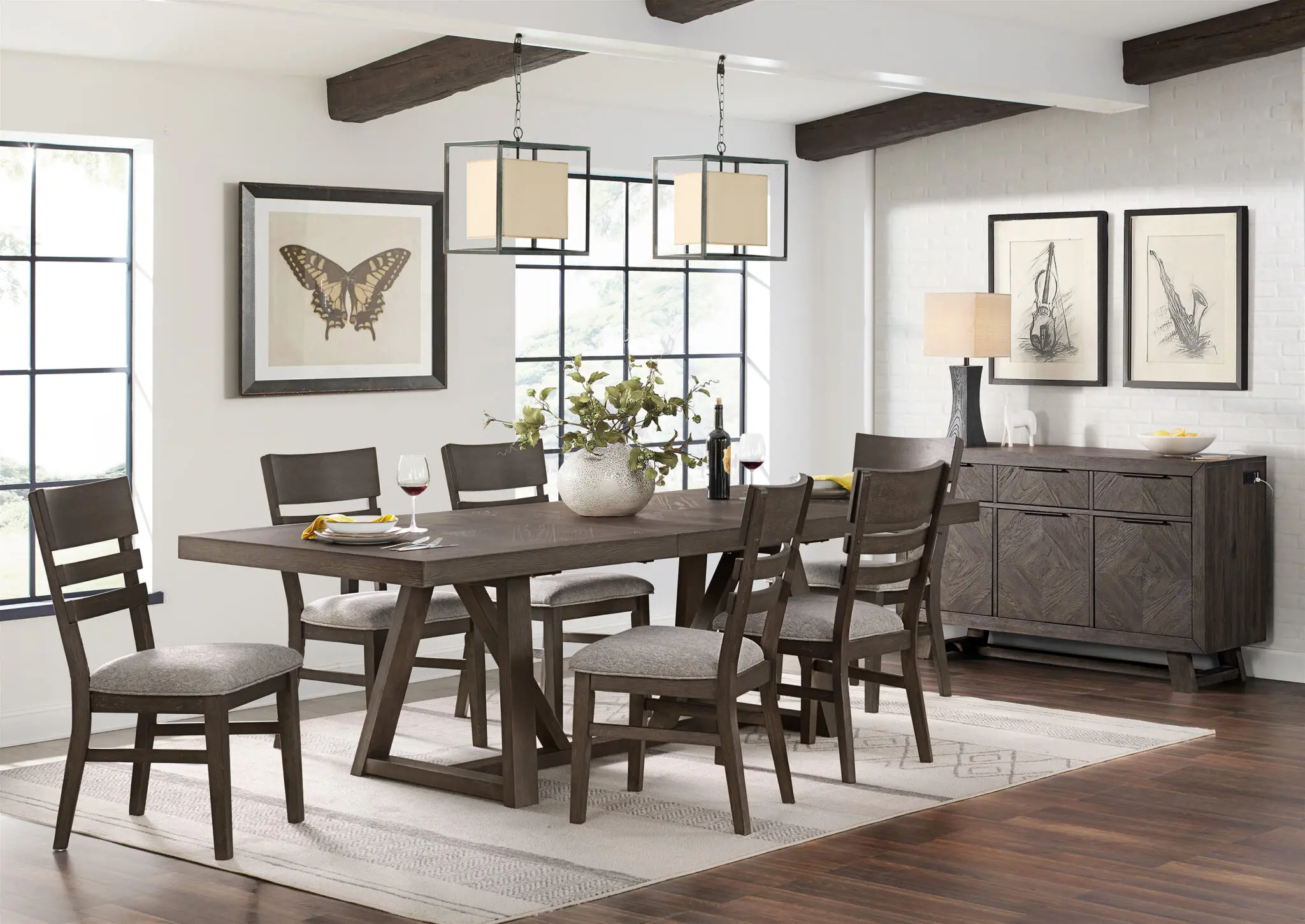 Hearst Dark Brown and Gray Upholstered Dining Chair-2
