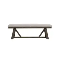 Hearst Dark Brown and Gray Upholstered Dining Bench