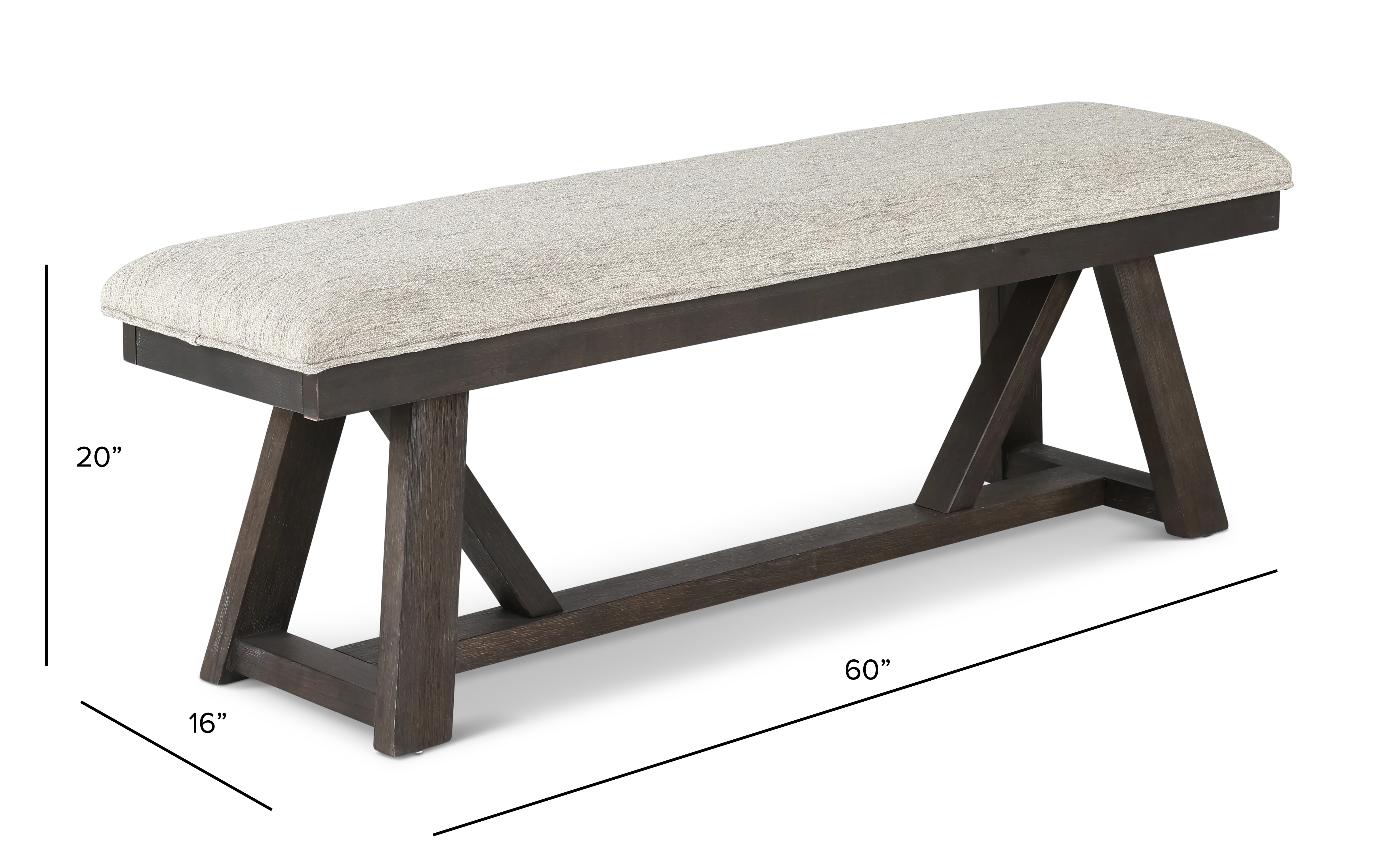 Hearst Dark Brown and Gray Upholstered Dining Bench-3