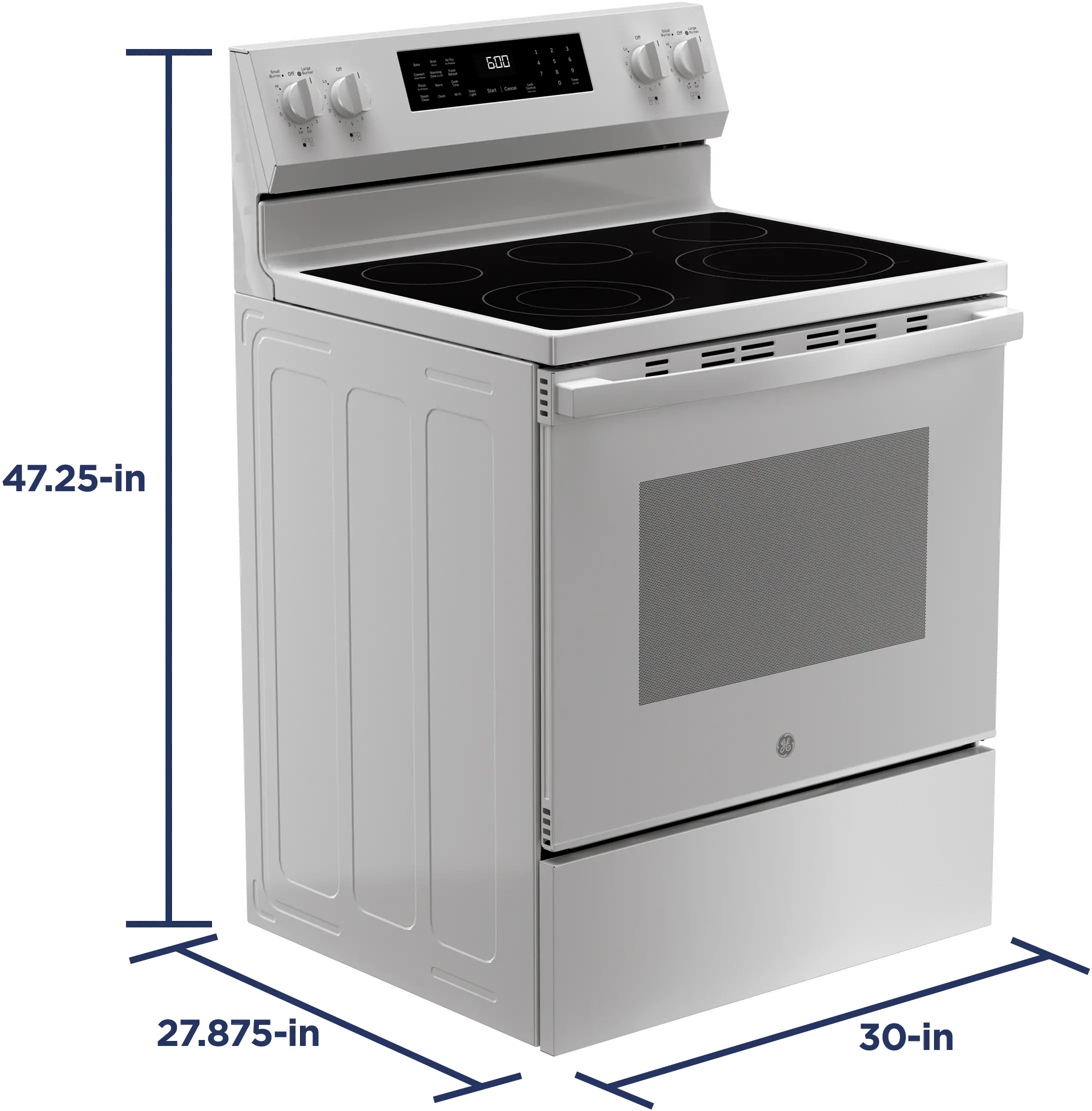 GRF600AV2WW GE 5.3 Cu Ft Single Oven Range with Air Fry - White-3