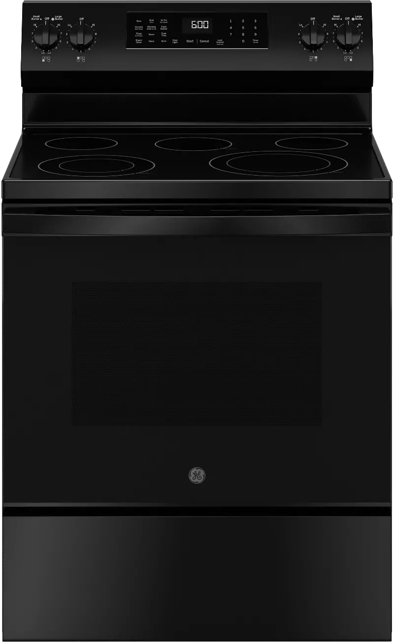 GE 5.3 Cu Ft Single Oven Range with Air Fry - Black