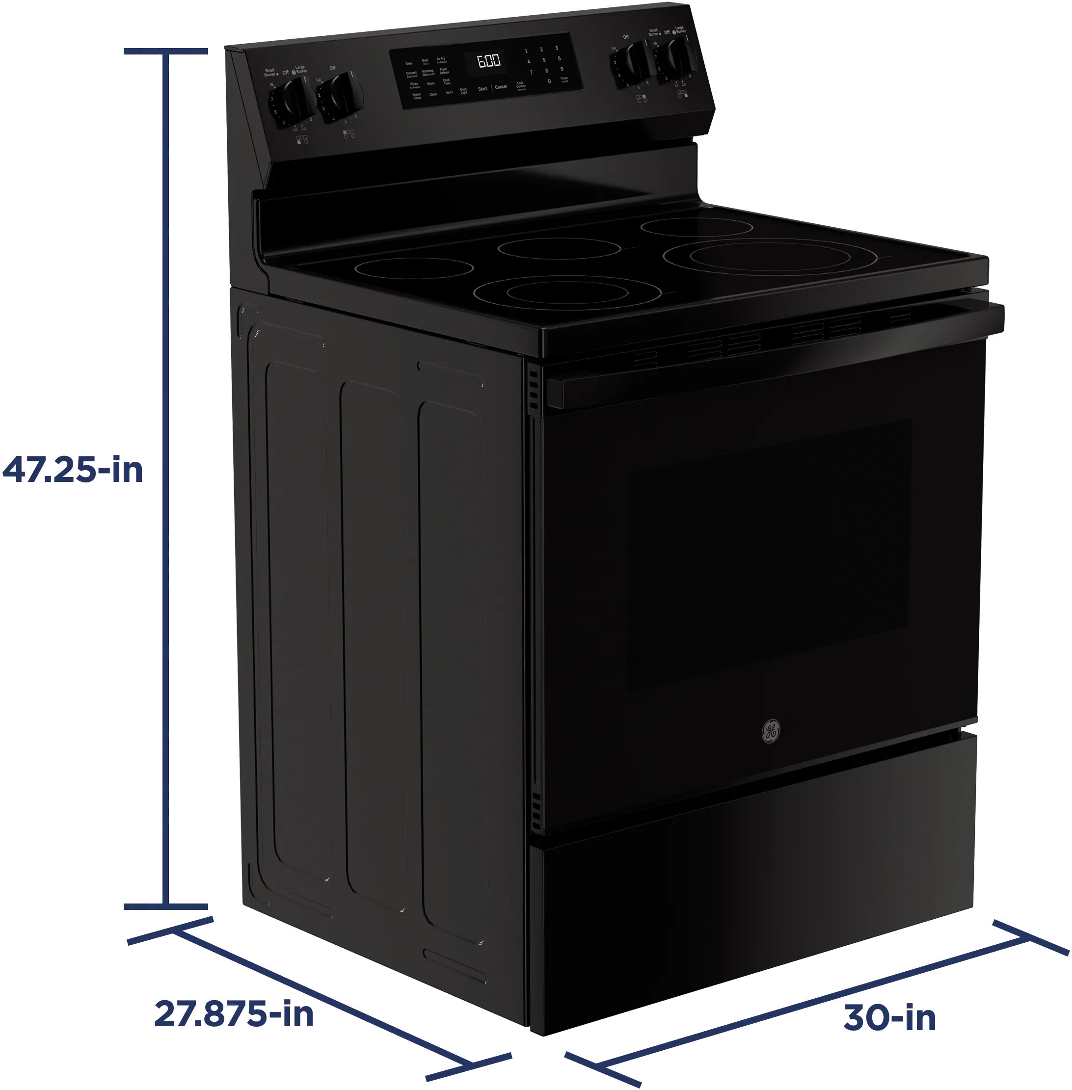 GRF600AVBB GE 5.3 Cu Ft Single Oven Range with Air Fry - Black-3