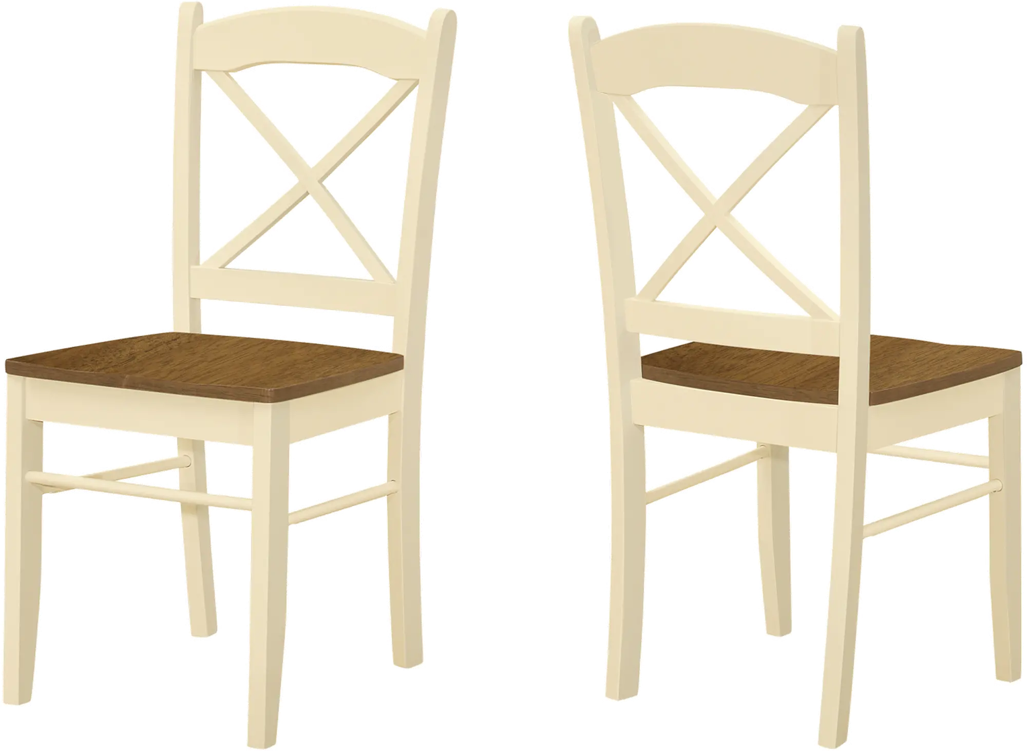 Two chair specifications with measurements and dimensions indicating height, width, and seating area; technical drawing of a wooden chair.