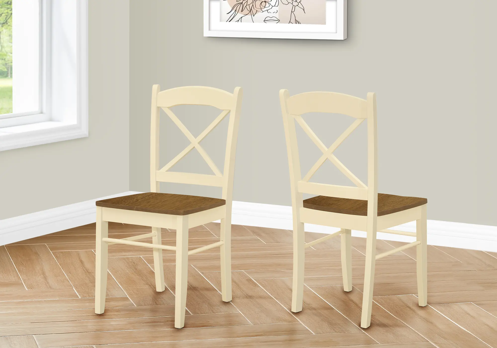 Monarch Oak and Cream Dining Chairs, Set Of 2-2
