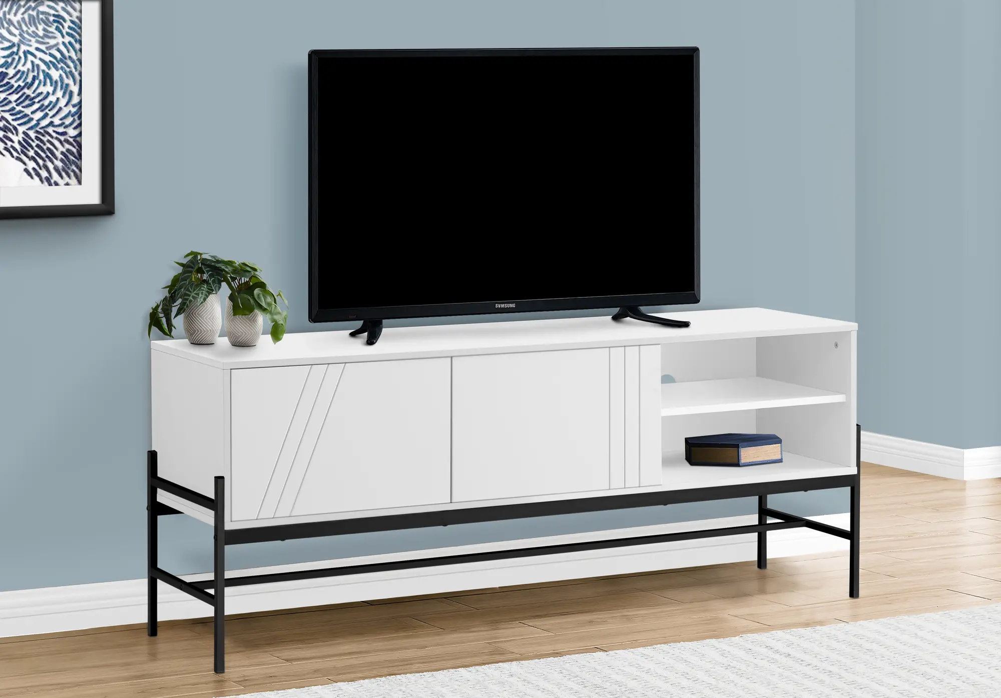 Florence White Modern Two Door TV Stand-2