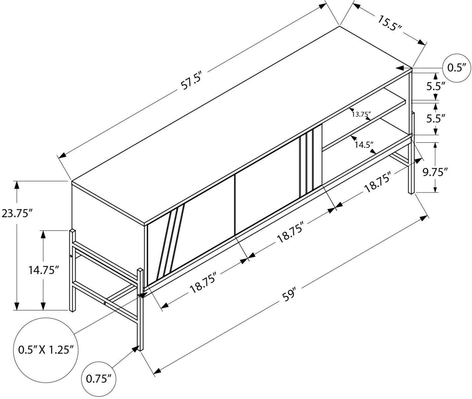 Florence White Modern Two Door TV Stand-4
