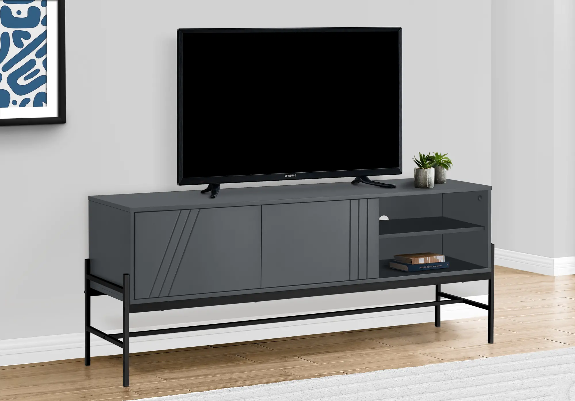 Florence Gray Two Door TV Stand-2