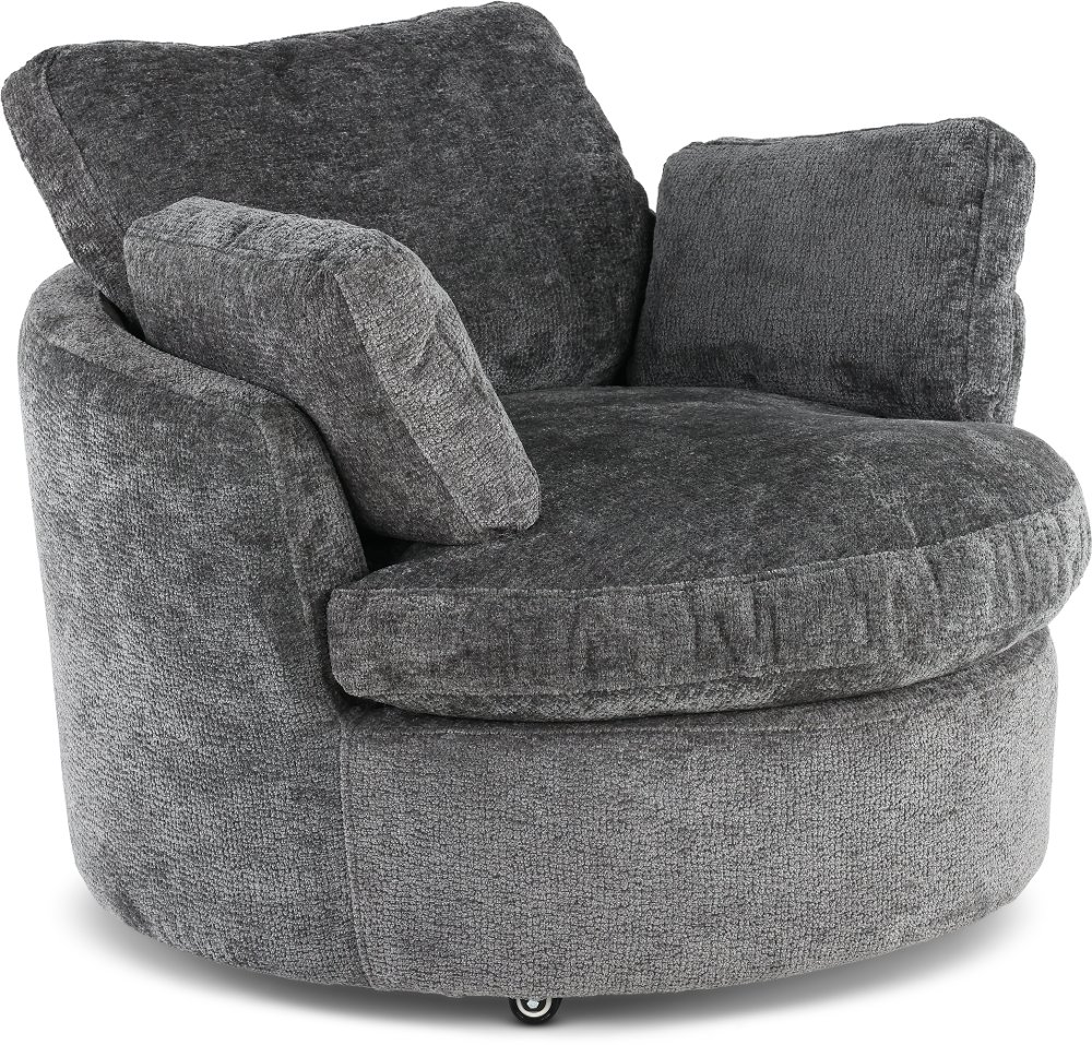 Slider Graphite Gray Swivel Barrel Chair