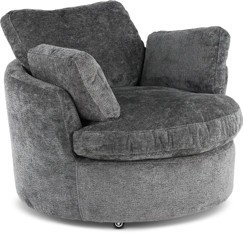 Slider Graphite Gray Swivel Barrel Chair