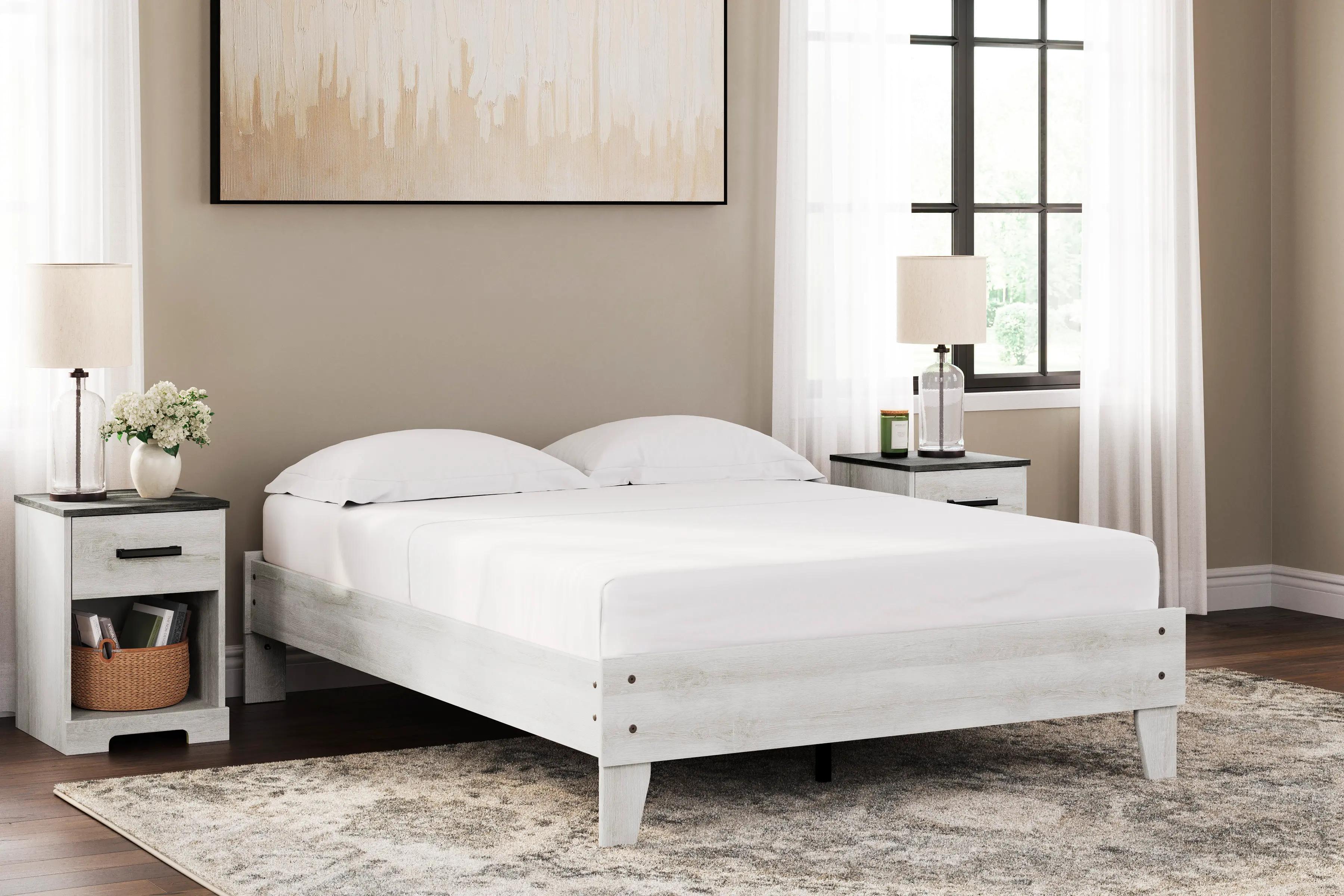Sutton Whitewash Full Platform Bed-2