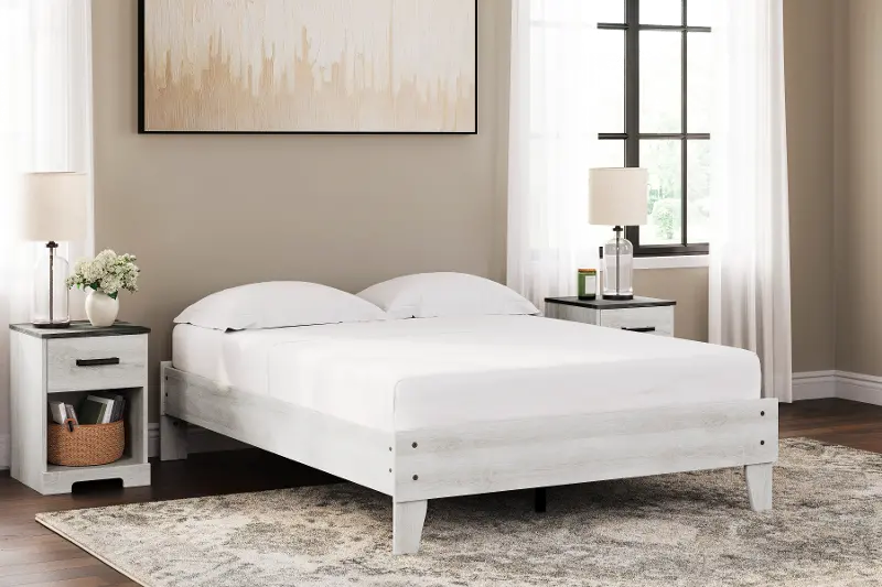 Sutton Whitewash Full Platform Bed