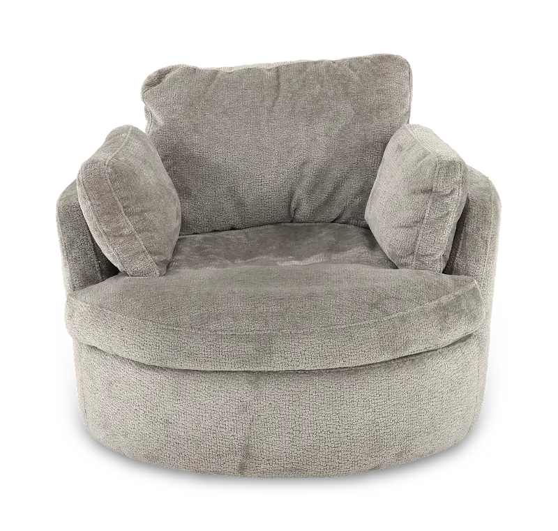 Slider Fog Gray Swivel Barrel Chair