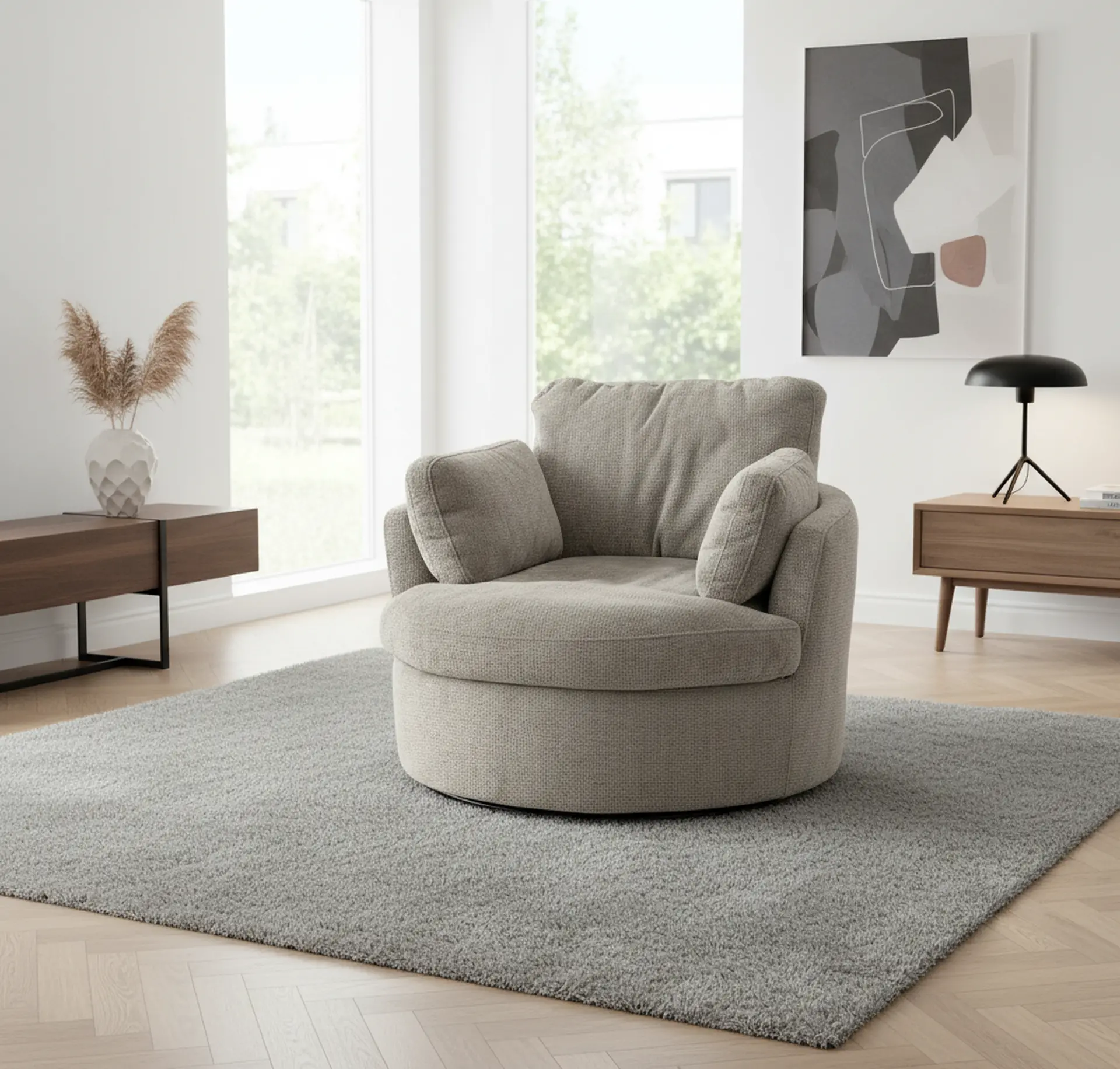 Slider Fog Gray Swivel Barrel Chair-2