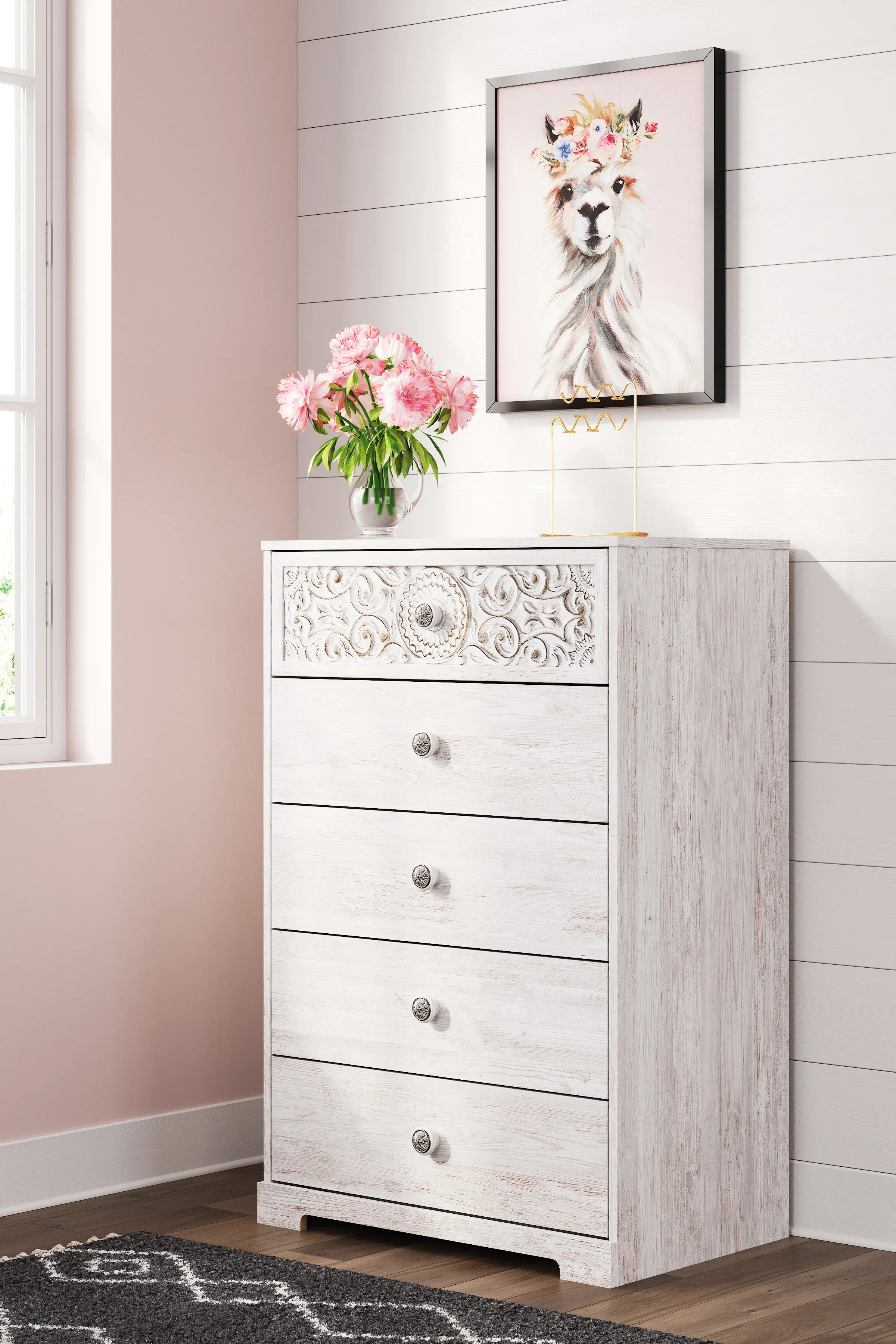 Enola Whitewash Chest of Drawers-2