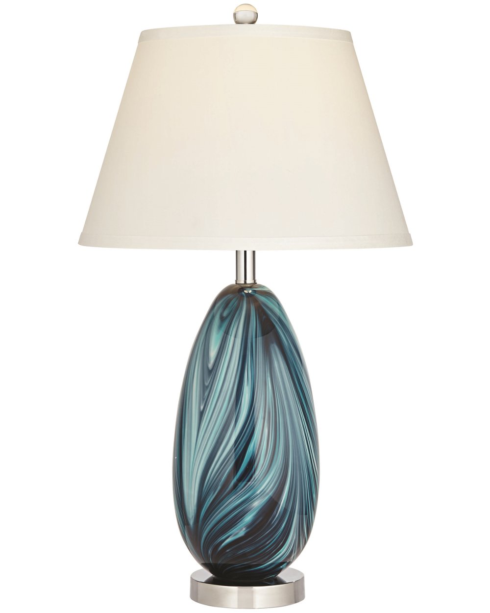 28" Aegean Glass Blue Swirl Lamp
