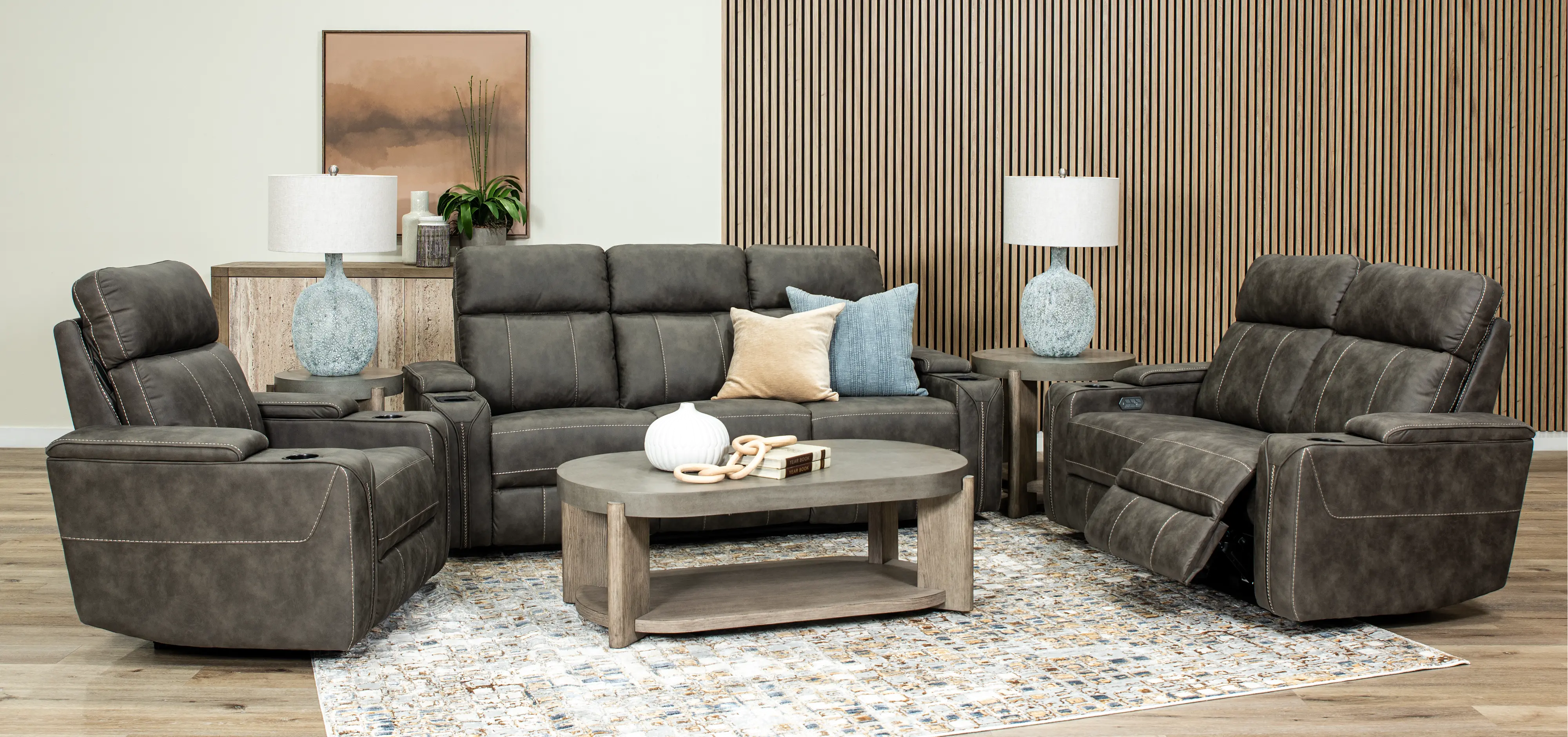 Ultron Dark Gray Power Reclining Loveseat-2