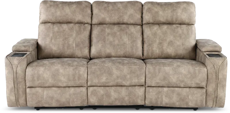 Ultron Beige Power Reclining Sofa