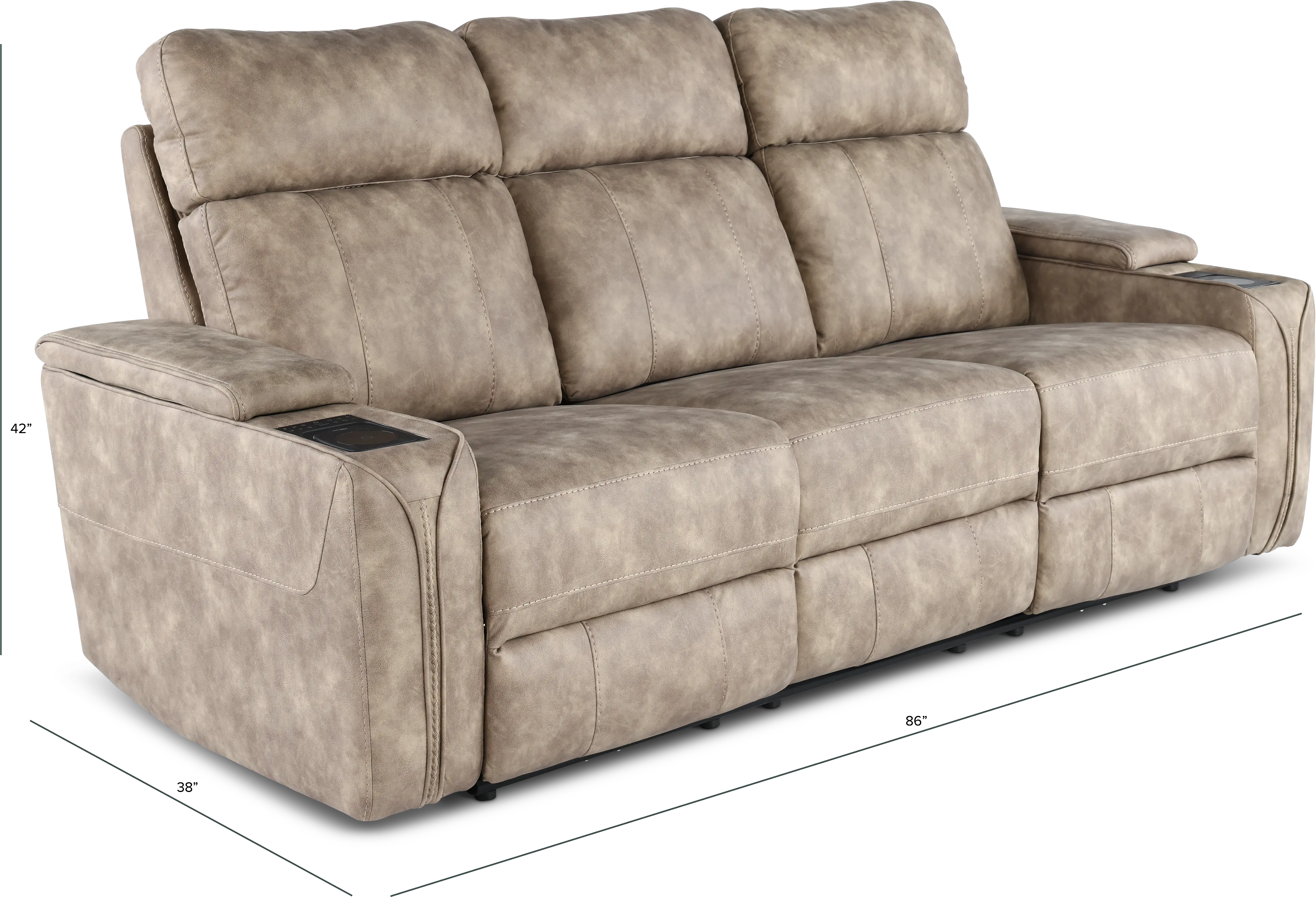 Ultron Beige Power Reclining Sofa-3