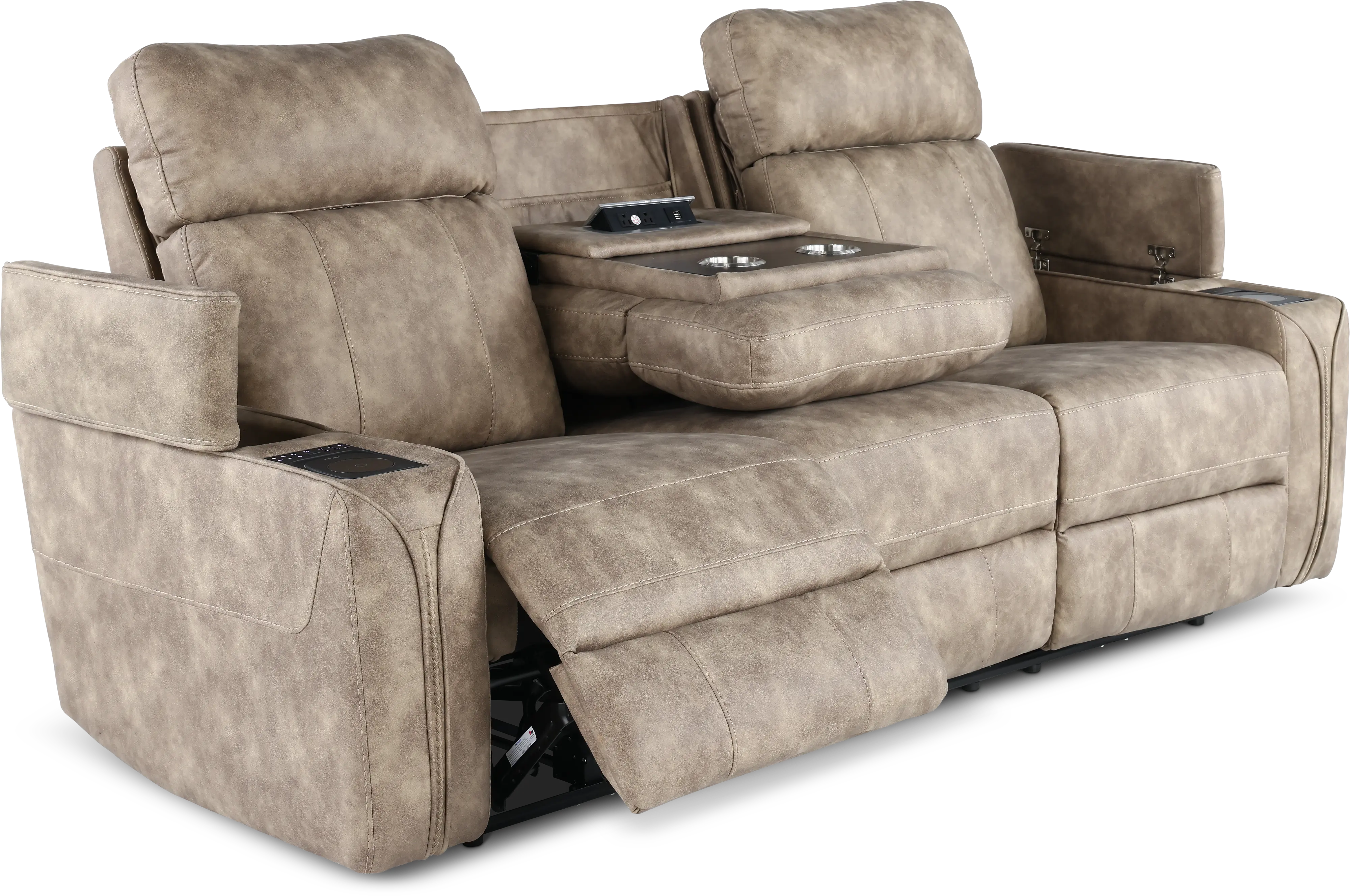 Ultron Beige Power Reclining Sofa-6