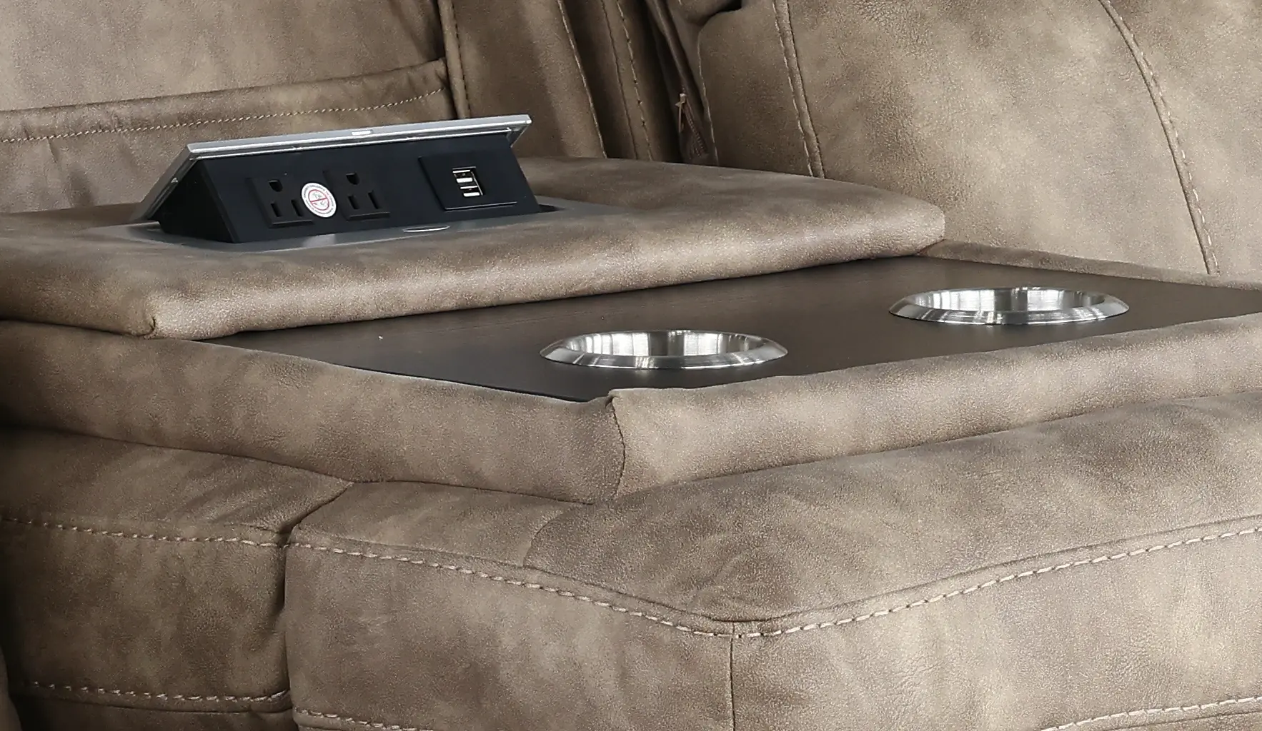 Ultron Beige Power Reclining Sofa-8