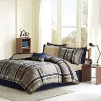 Robbie Plaid Full 5 Piece Bedding Set