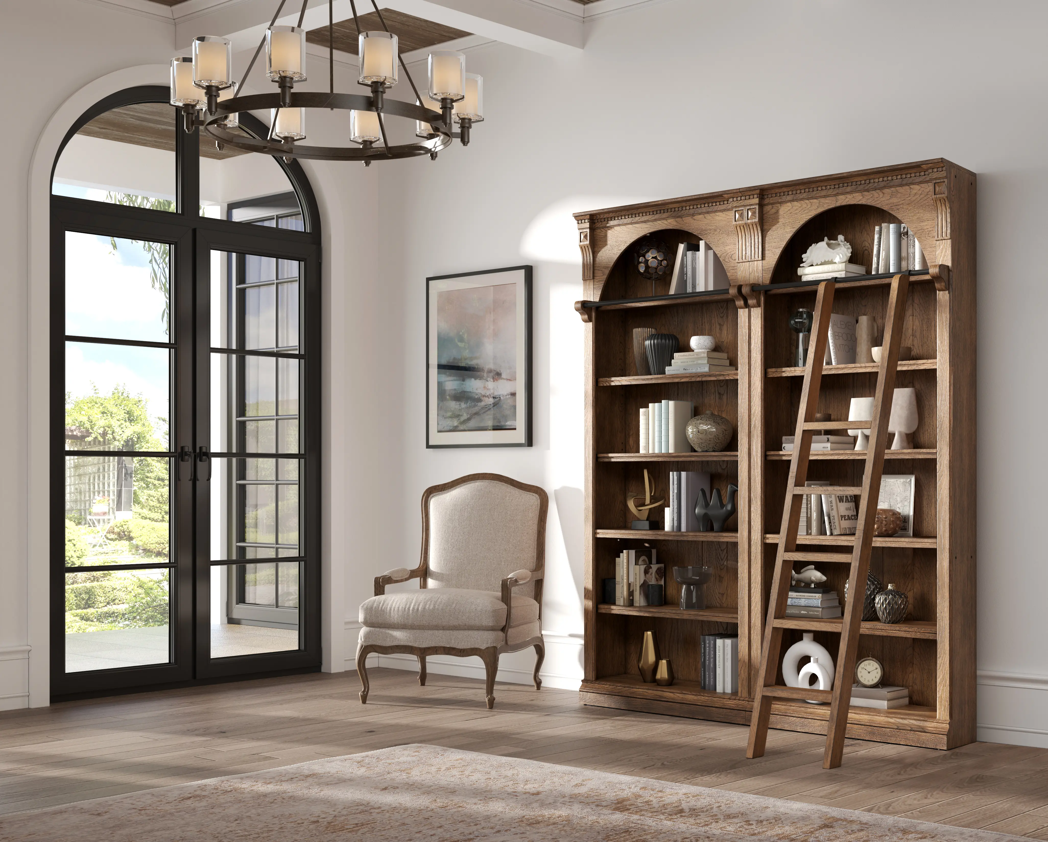Stratton Brown Bookcase Ladder-1